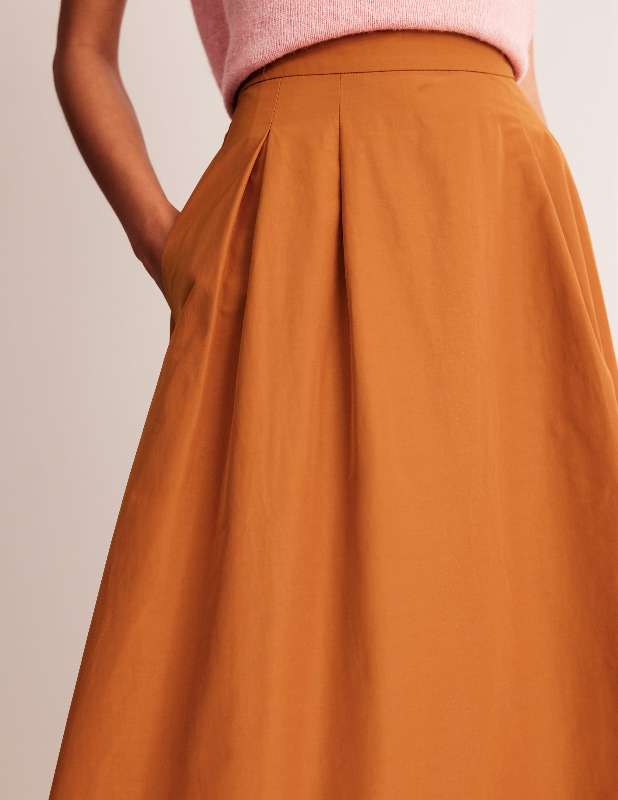 Isabella Taffeta Midi Skirt-Ochre - Image 2