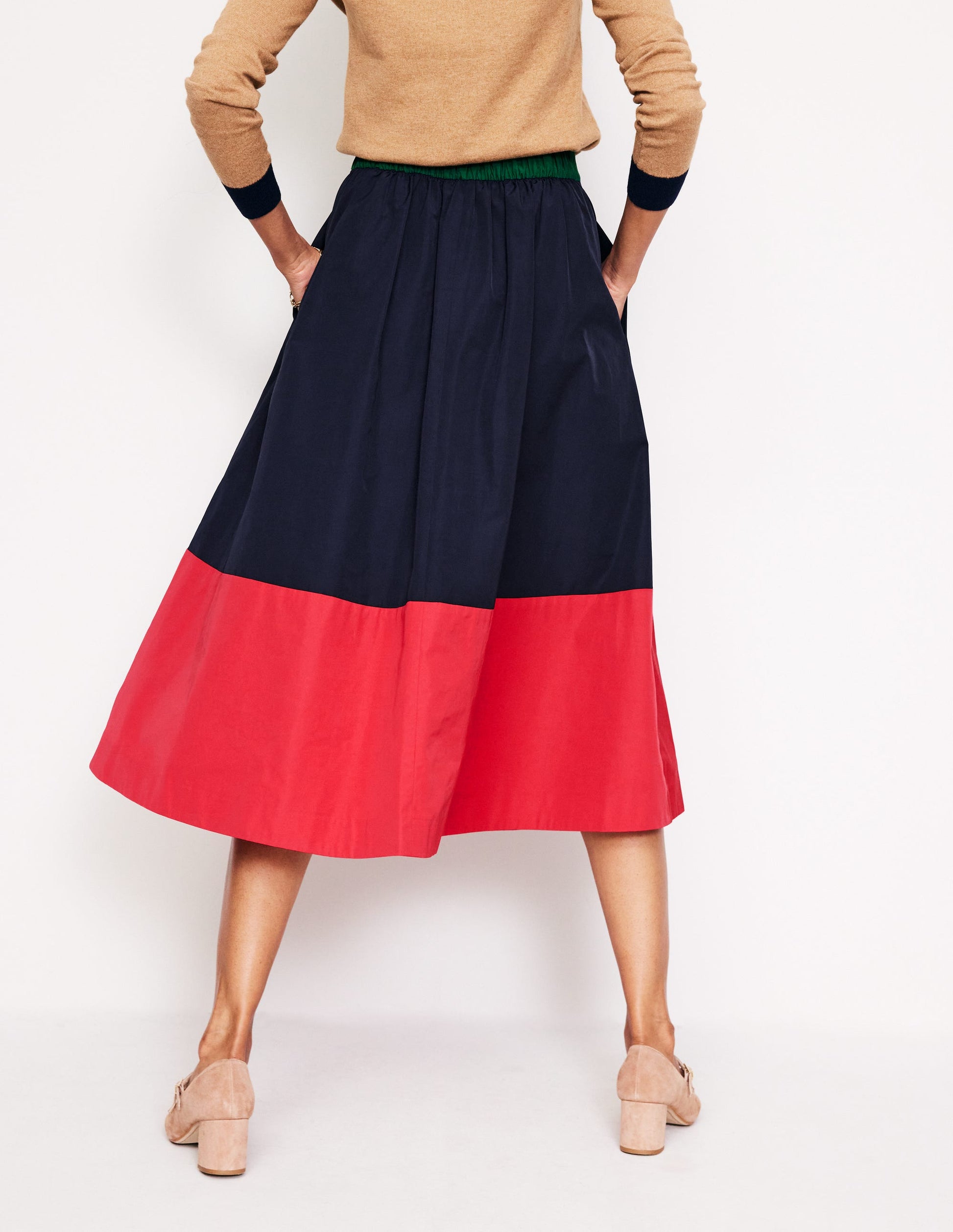 Isabella Taffeta Midi Skirt-Navy/ Cherry Jam-3