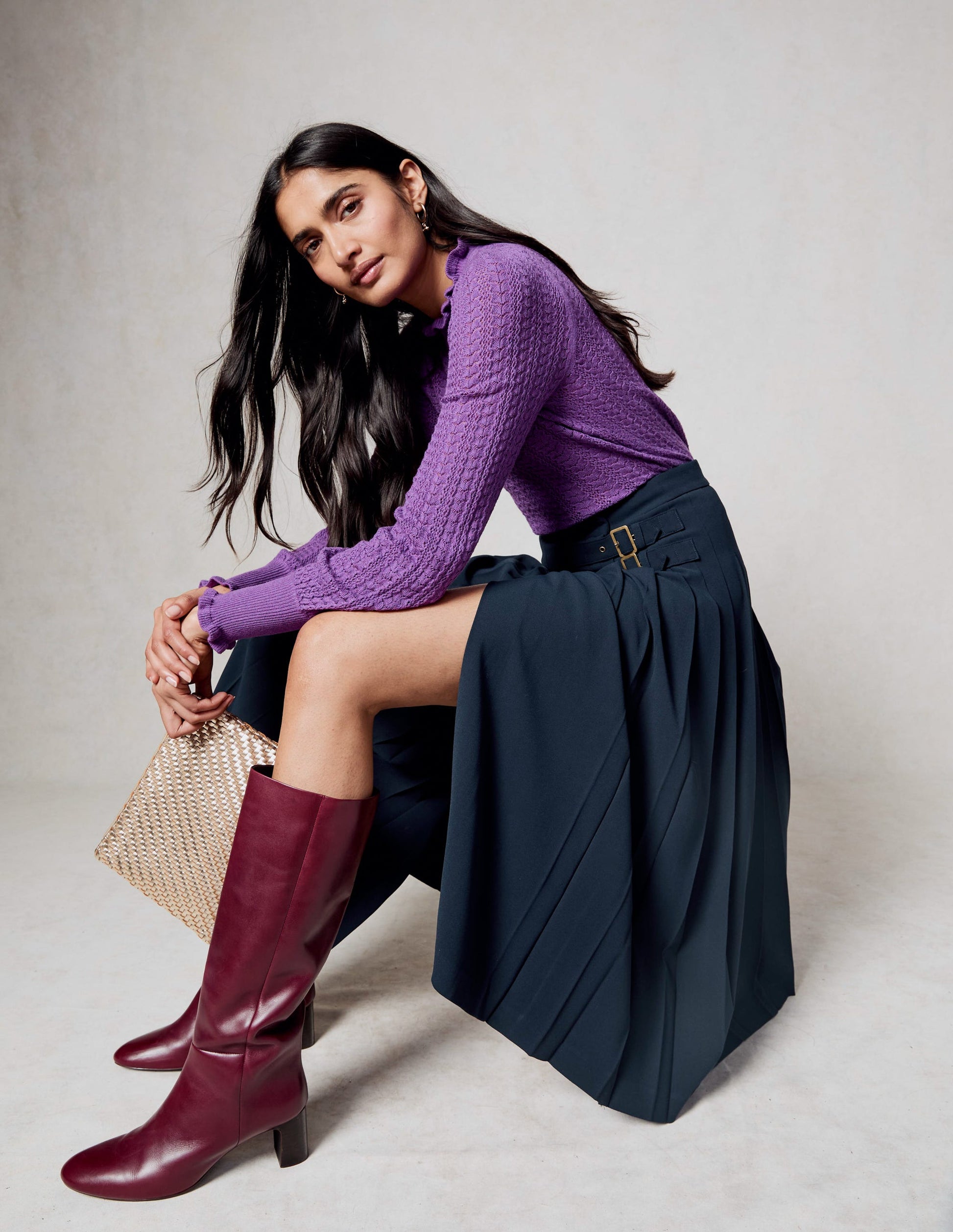 Josephine Midi Kilt-Navy-7