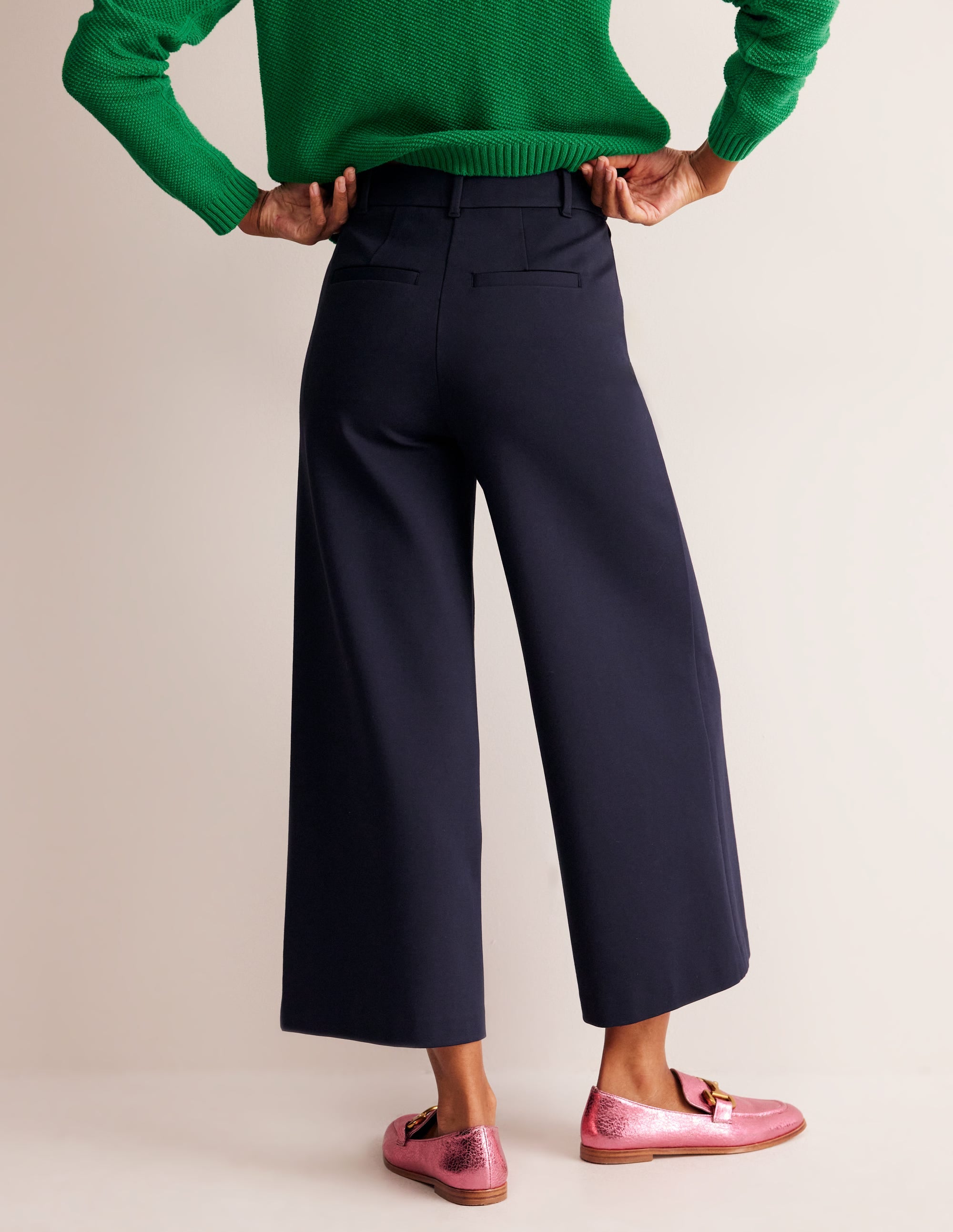 Ponte Wide Leg Culottes-Navy - Image 3