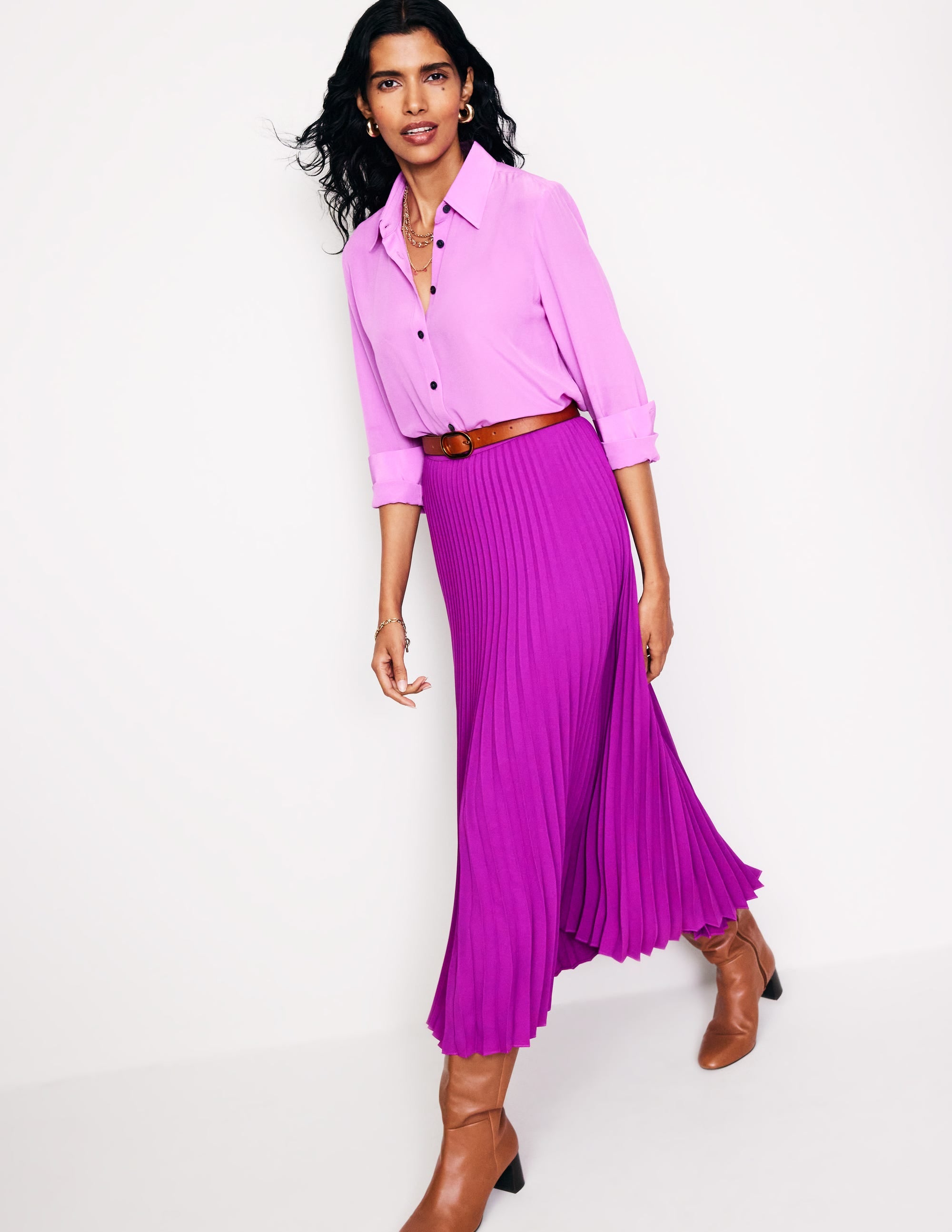 Camilla Pleated Midi Skirt-Regal Purple - Image 1