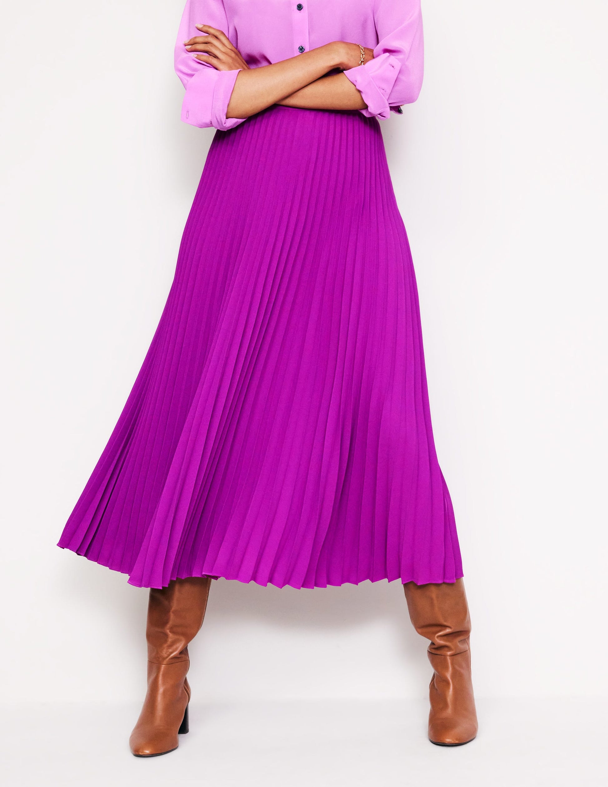 Camilla Pleated Midi Skirt-Regal Purple-3
