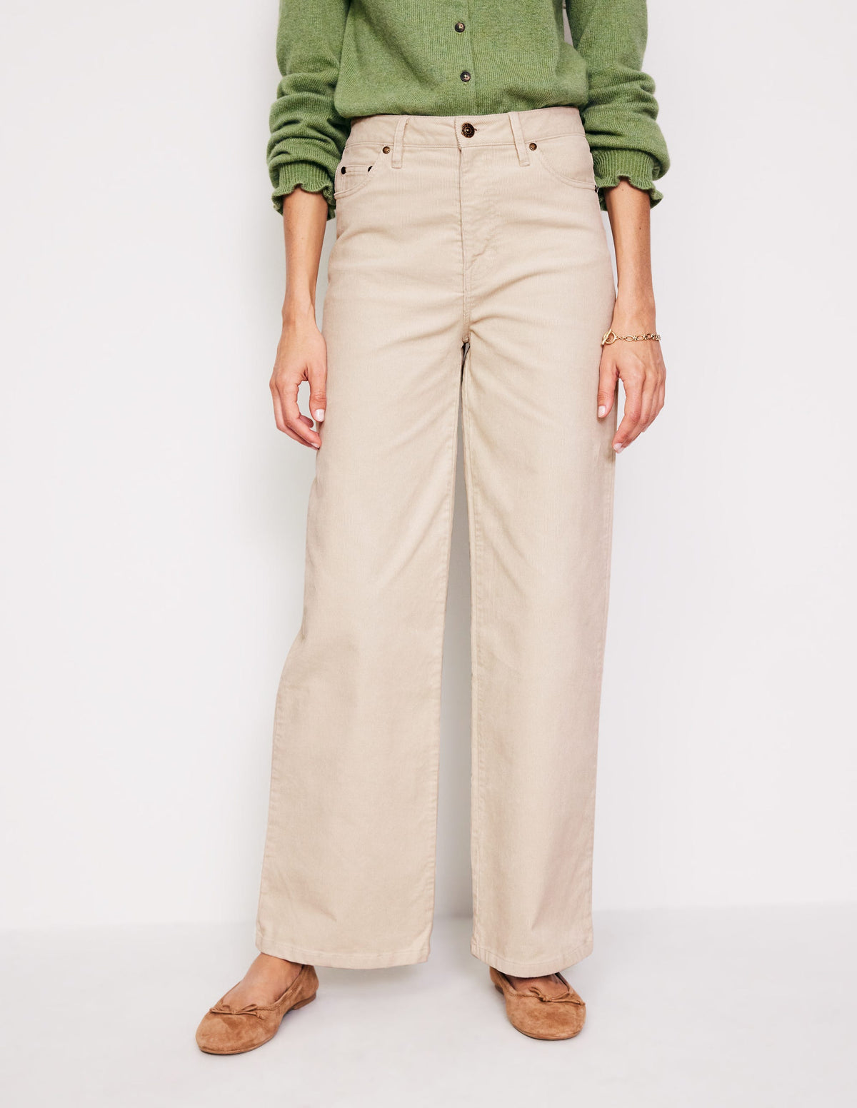 5 Pocket Cord Wide Jeans-Vanilla - Image 4