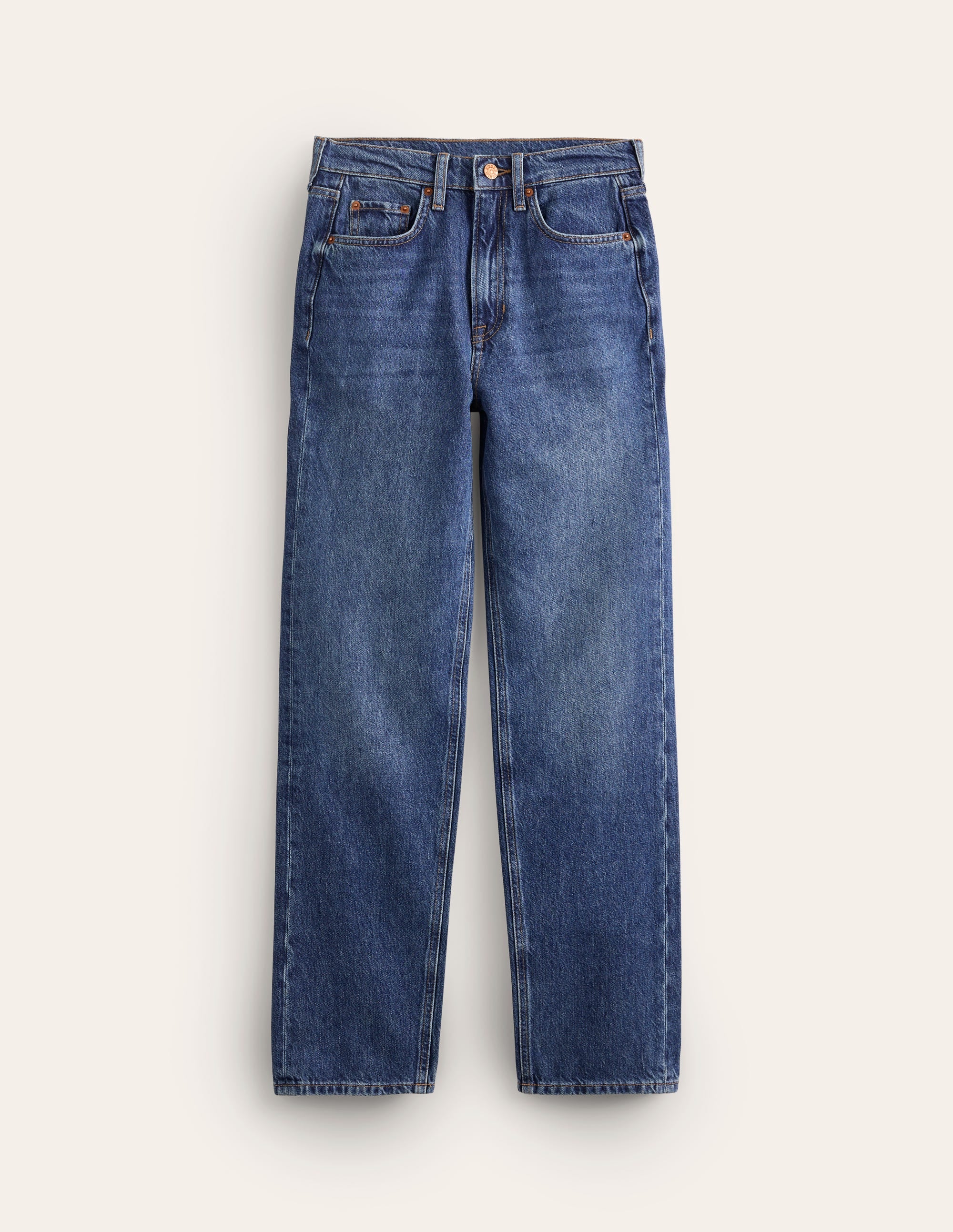 High Rise Straight Leg Jeans-Mid Wash - Image 7