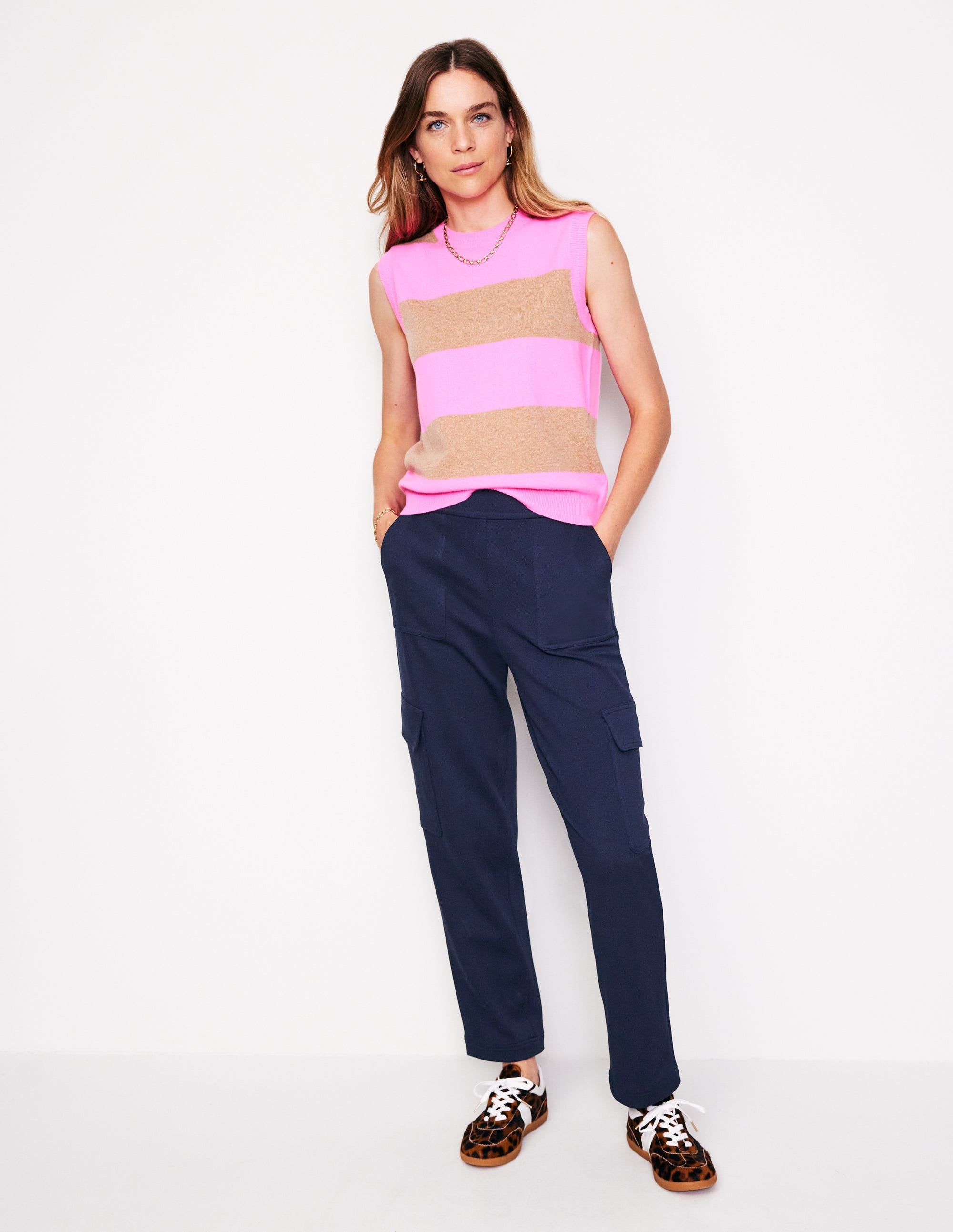 Ponte Twill Tapered Trousers-Navy - Image 1