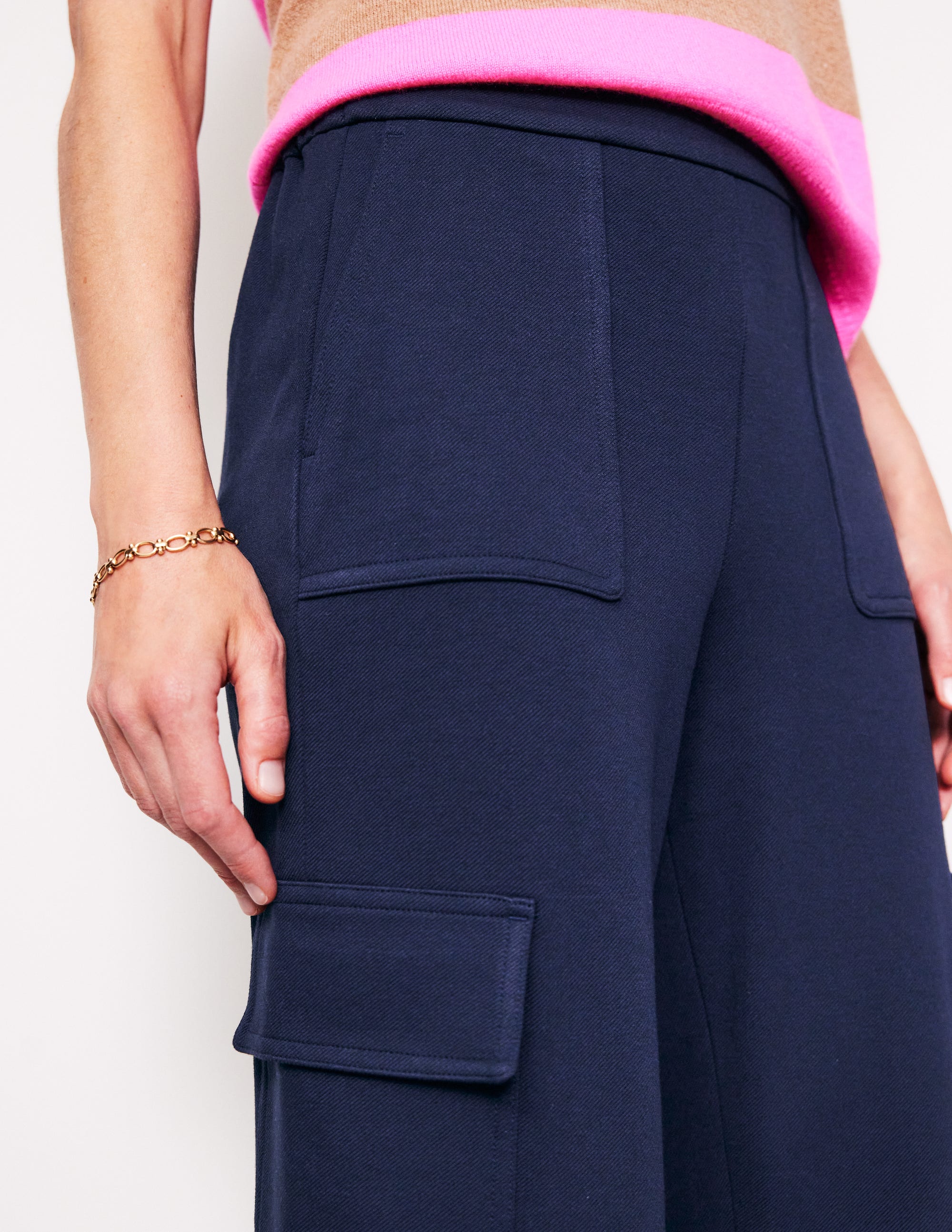 Ponte Twill Tapered Trousers-Navy - Image 2