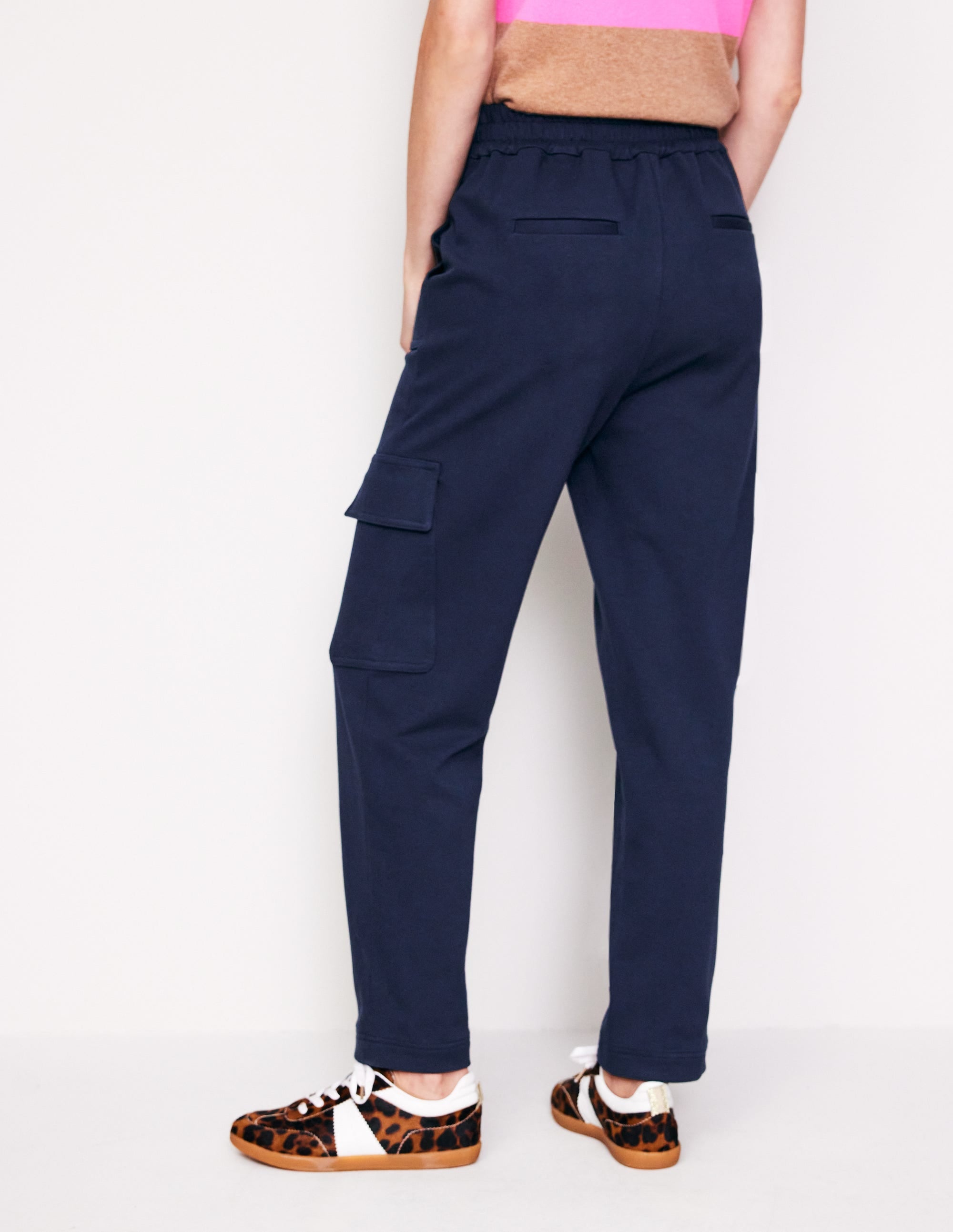 Ponte Twill Tapered Trousers-Navy - Image 3