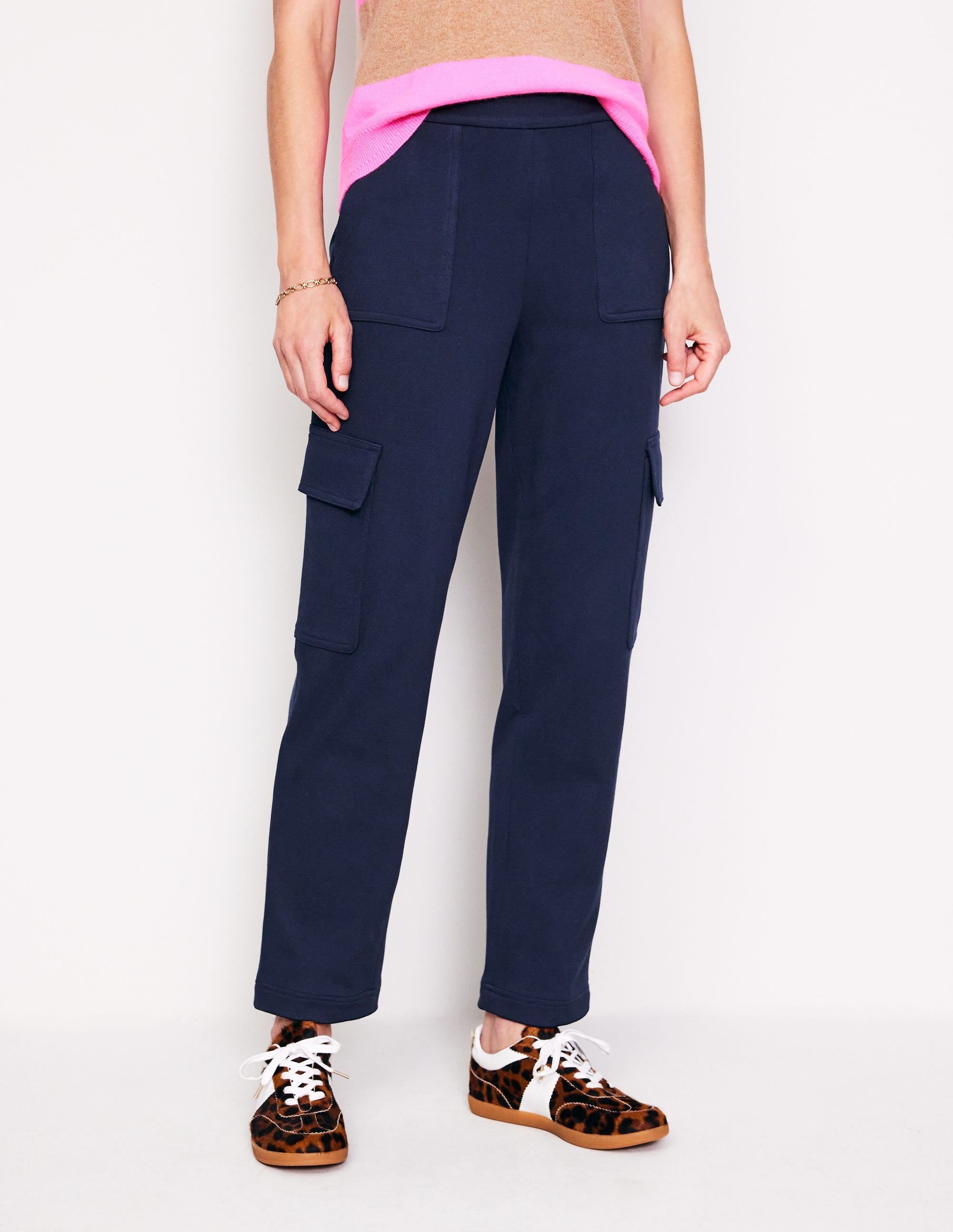 Ponte Twill Tapered Trousers-Navy - Image 4