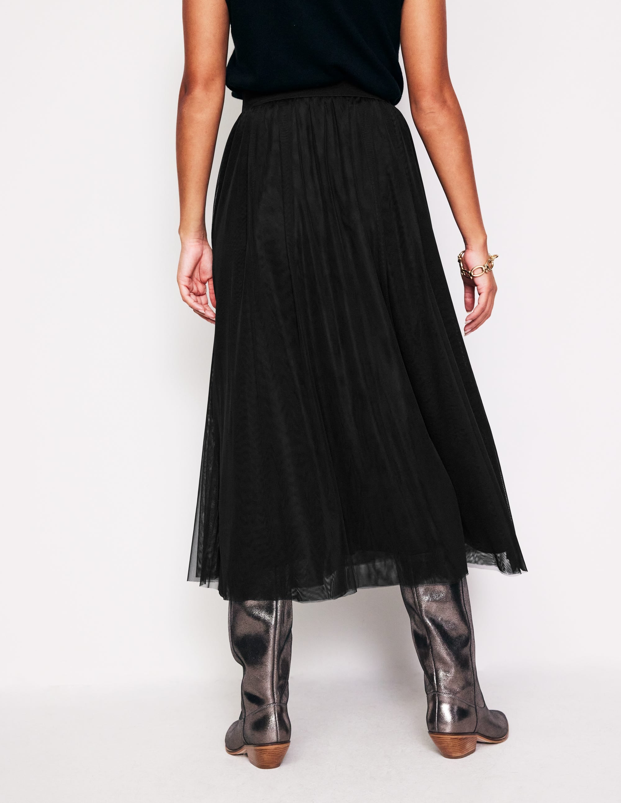 Isabella Tulle Midi Skirt-Black - Image 3