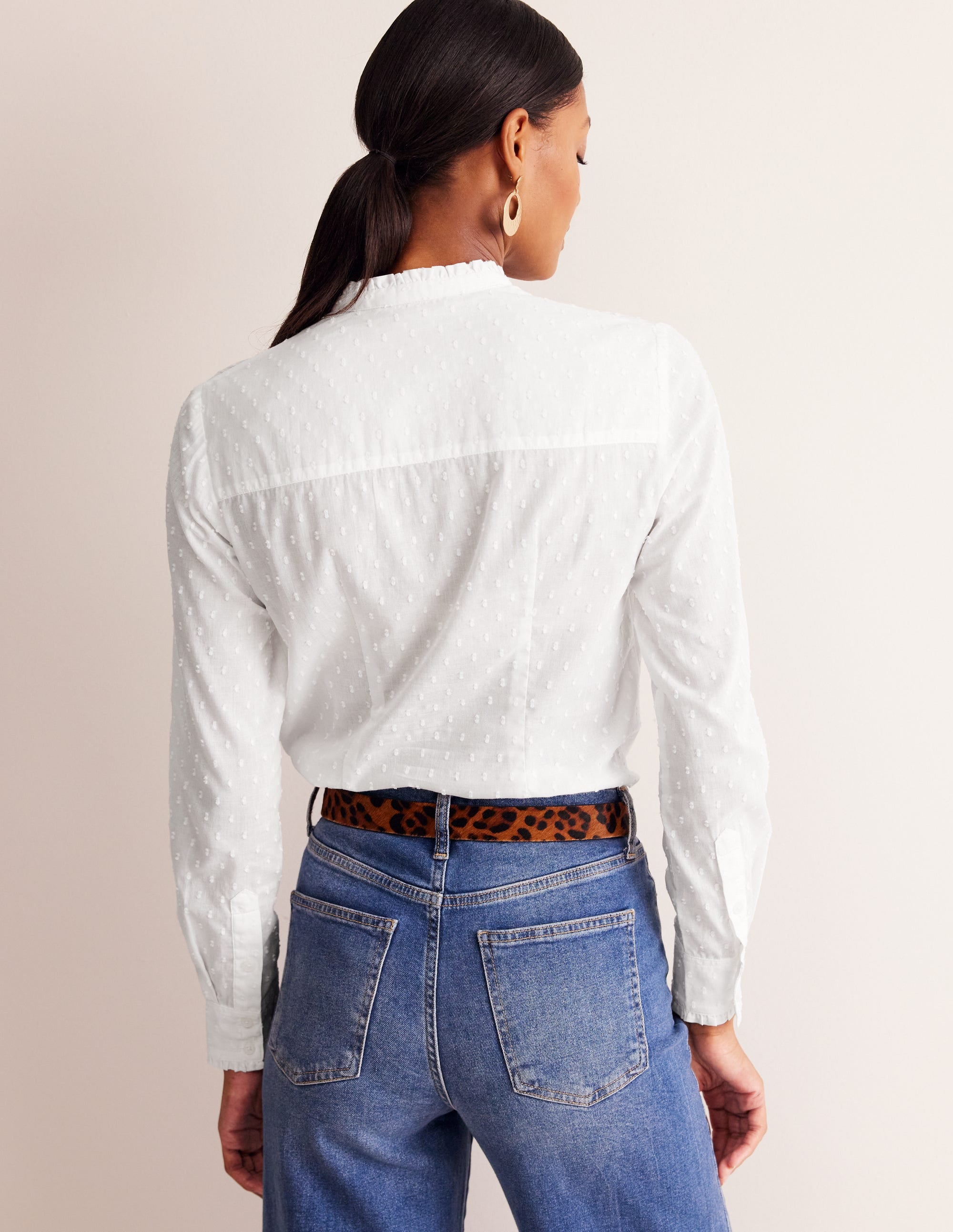 Phoebe Cotton Shirt-White Dobby - Image 3
