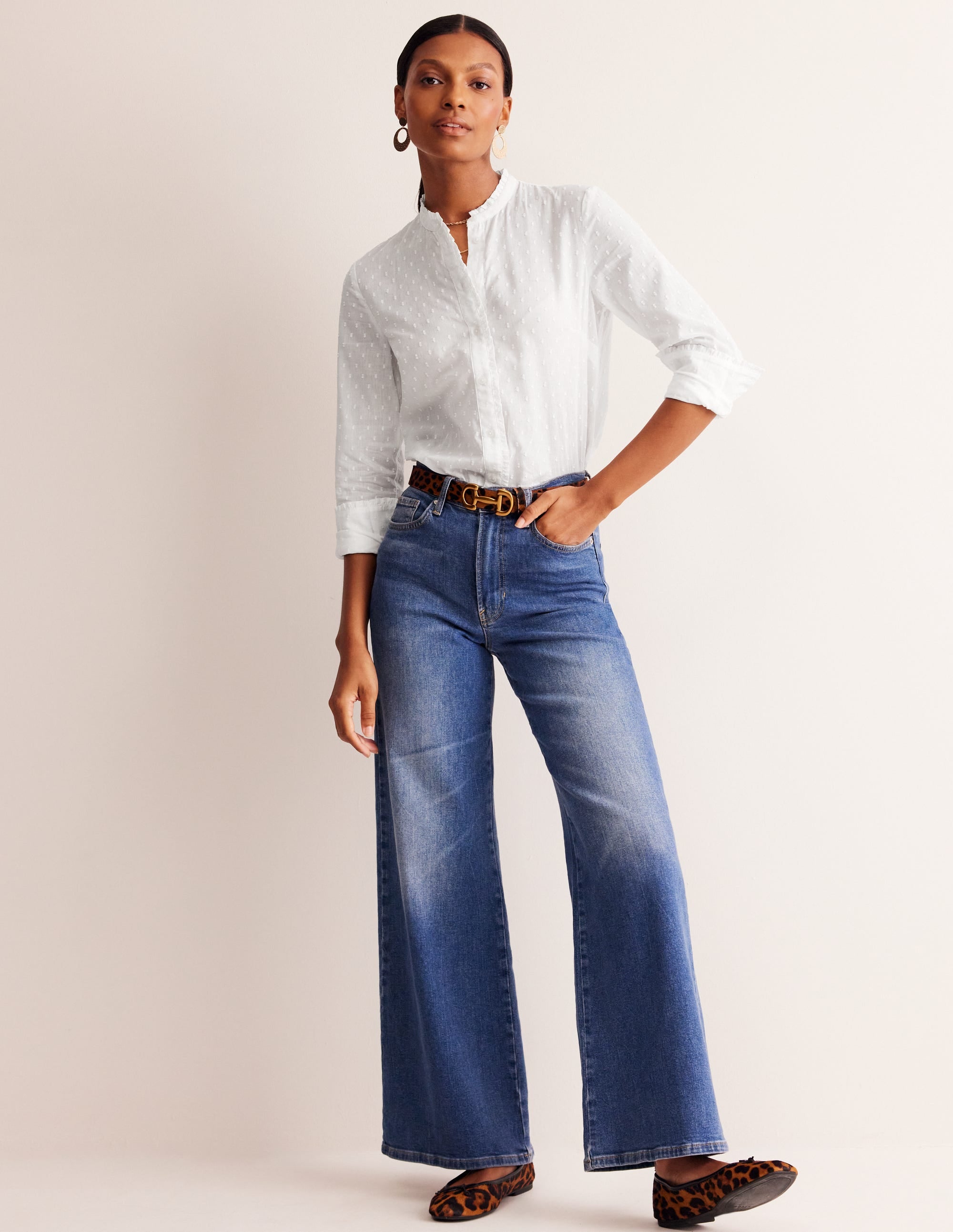 Phoebe Cotton Shirt-White Dobby - Image 4