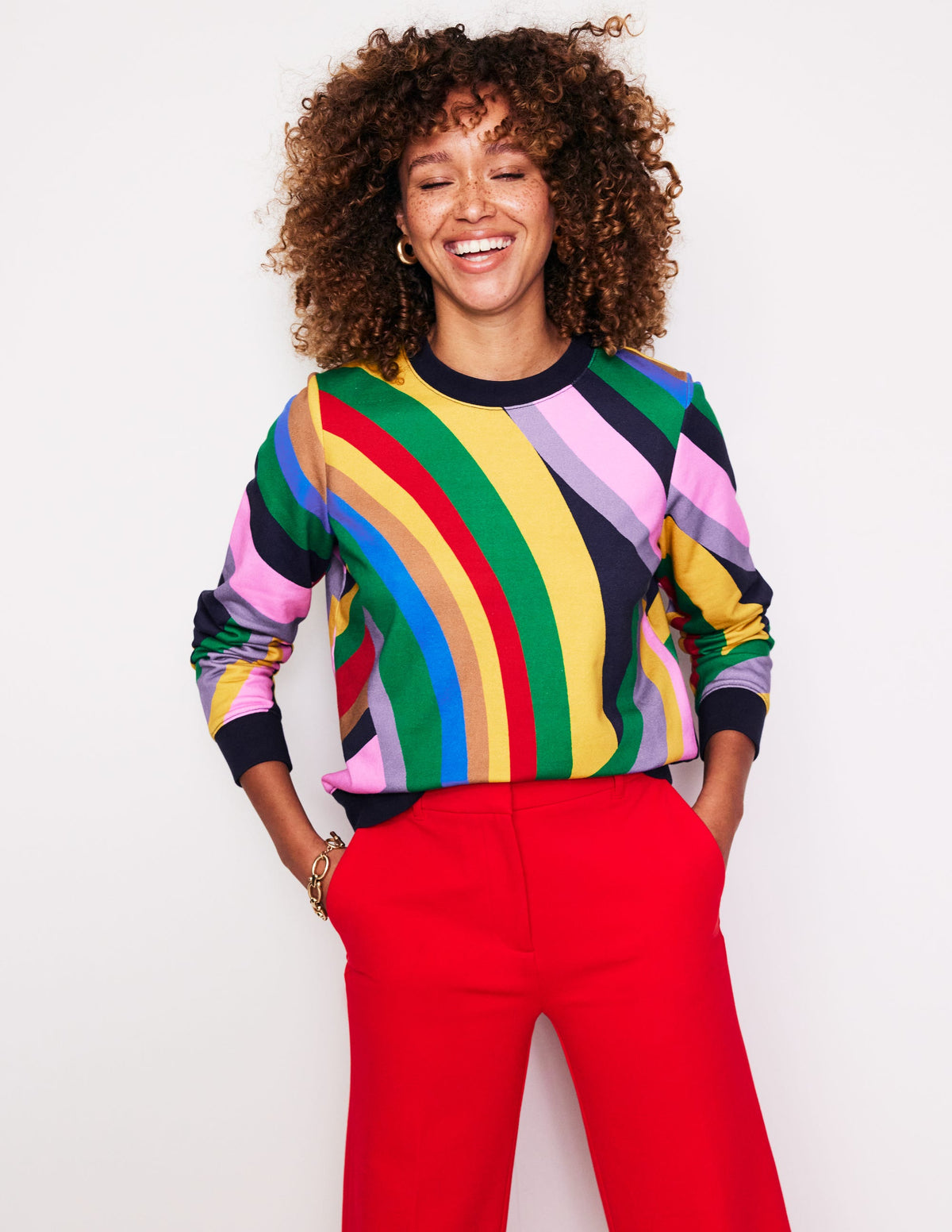 Hannah Printed Sweatshirt-Multi, Abstract Rainbow - Image 1