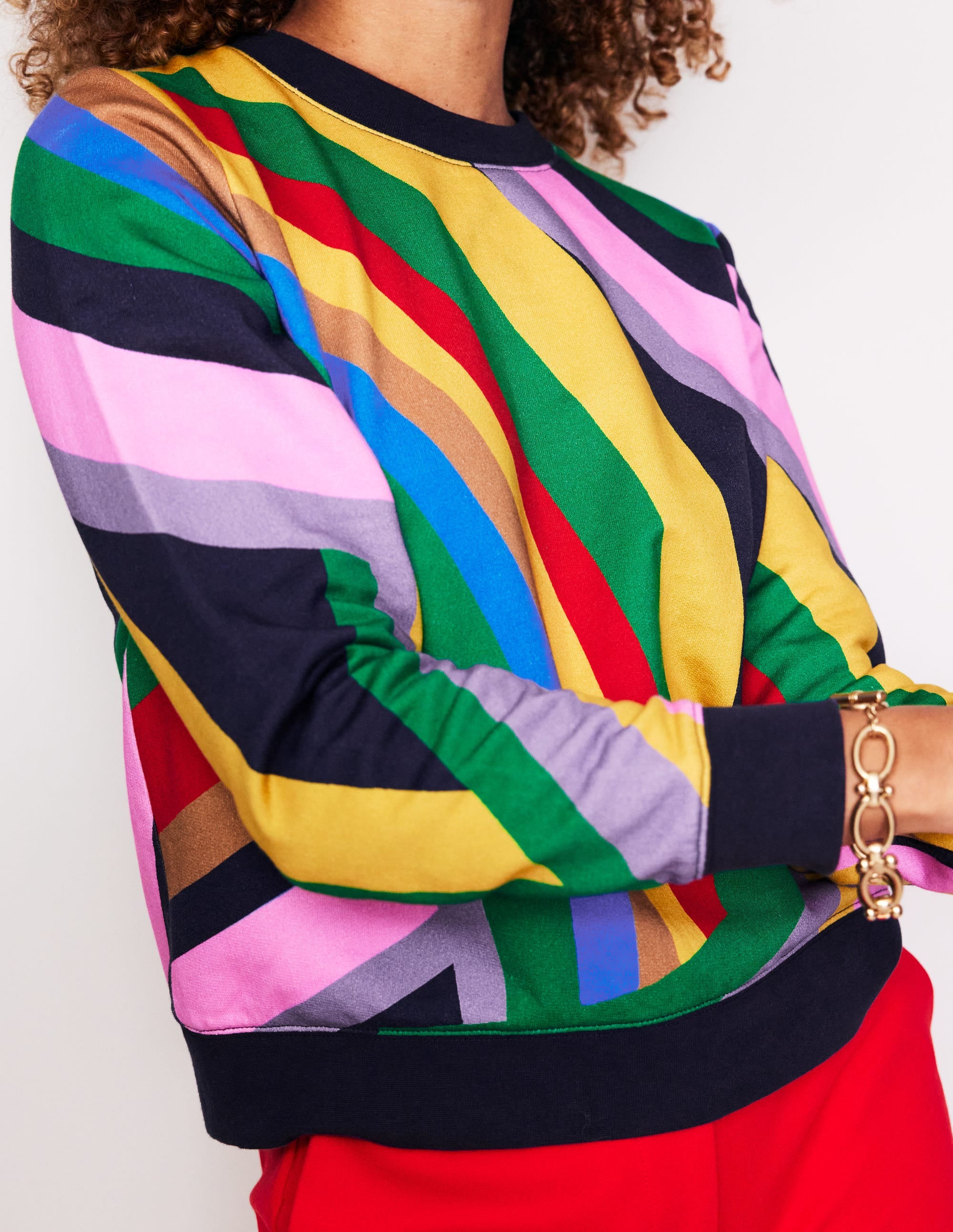 Hannah Printed Sweatshirt-Multi, Abstract Rainbow - Image 2