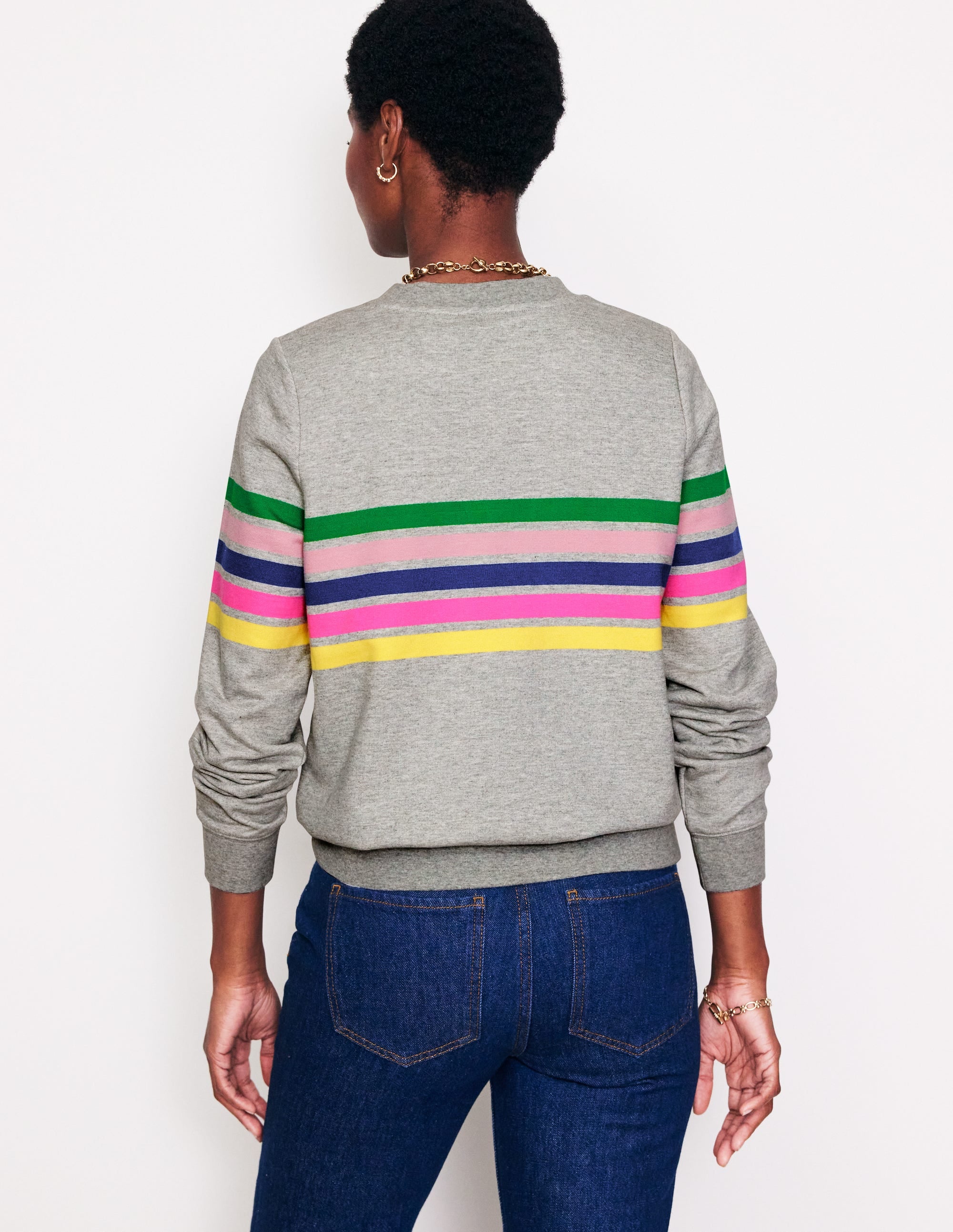 Hannah Printed Sweatshirt-Grey, Multi Placement Stripe - Image 3