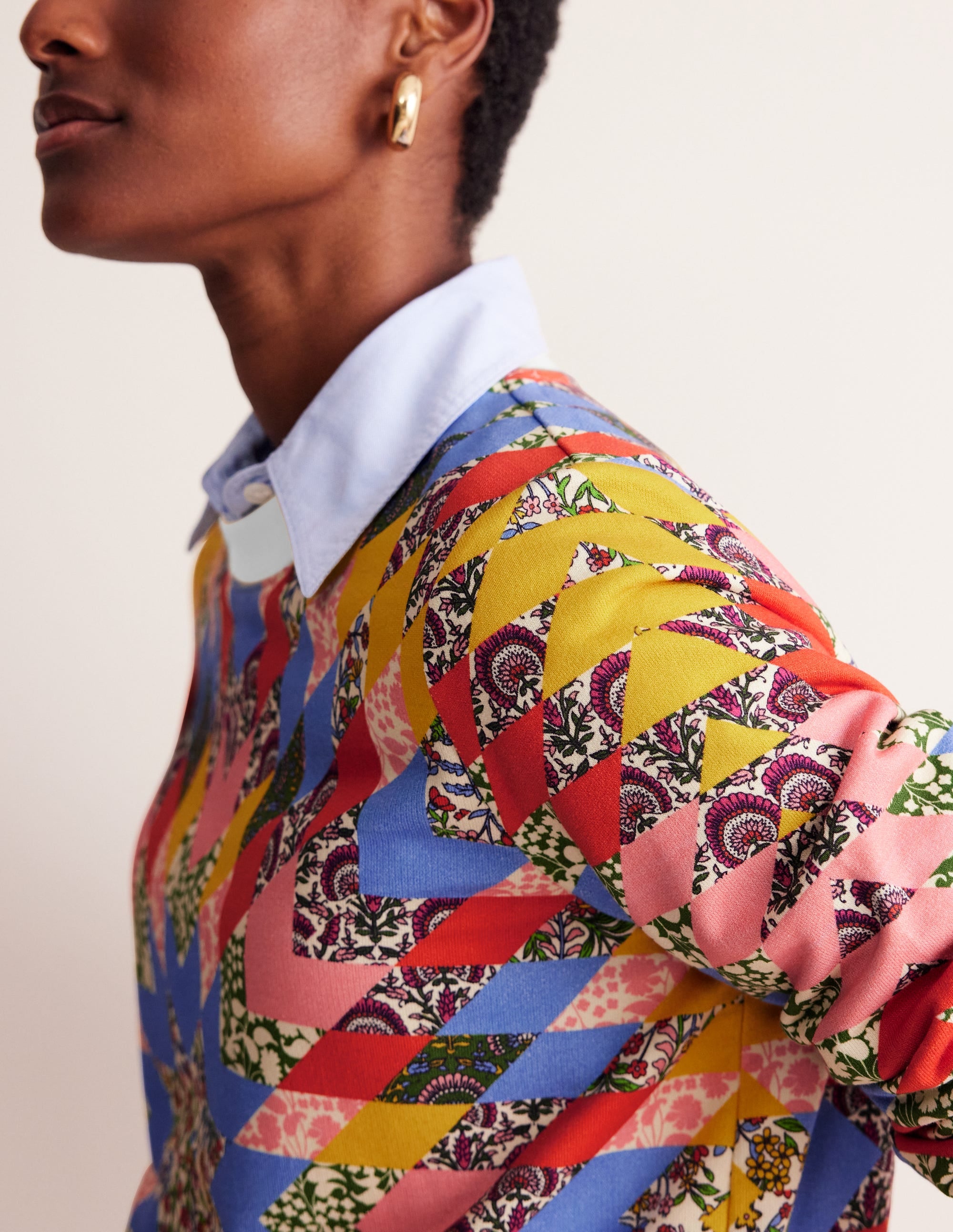 Hannah Printed Sweatshirt-Multi, Patchwork Floral - Image 2
