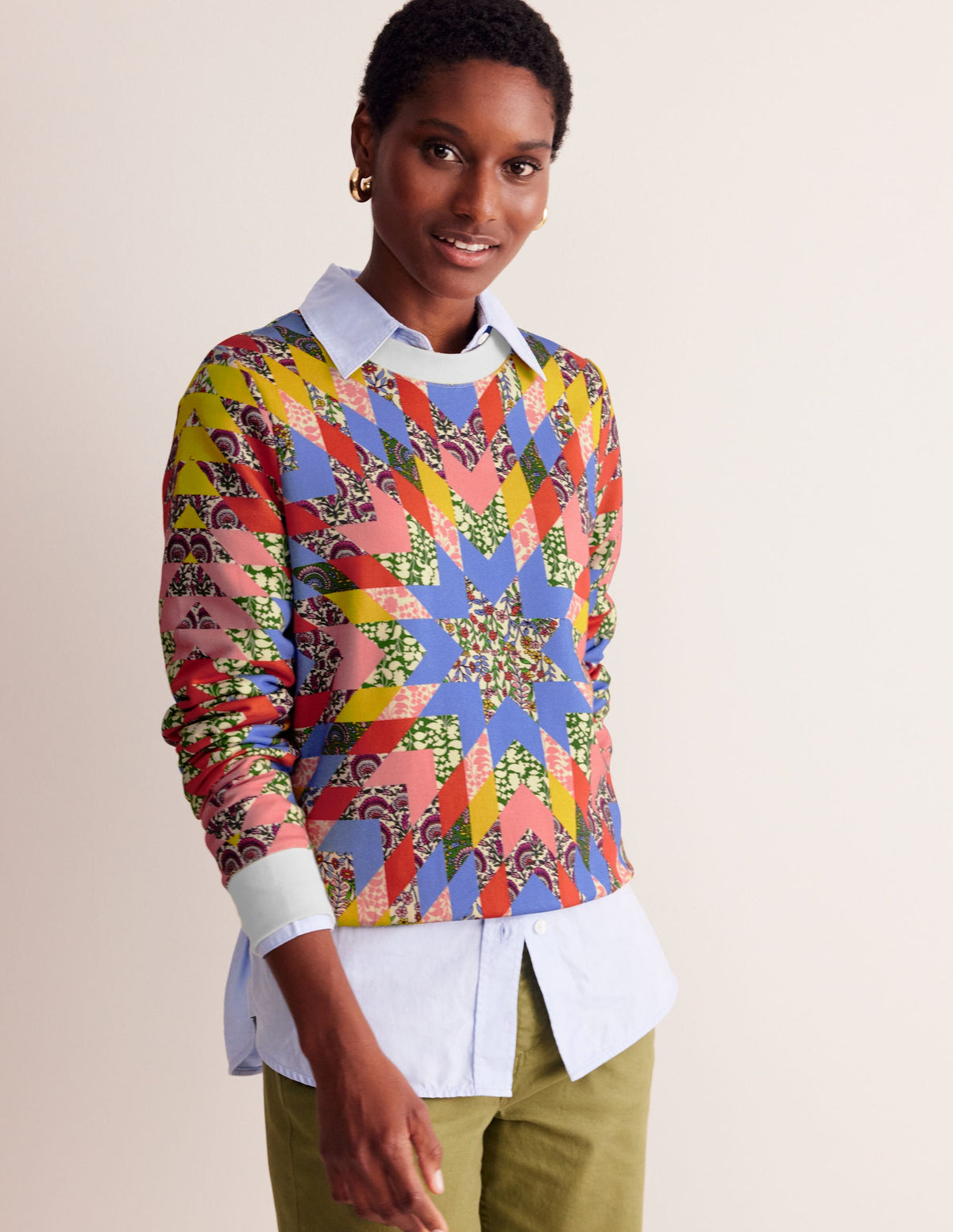 Hannah Printed Sweatshirt-Multi, Patchwork Floral-4