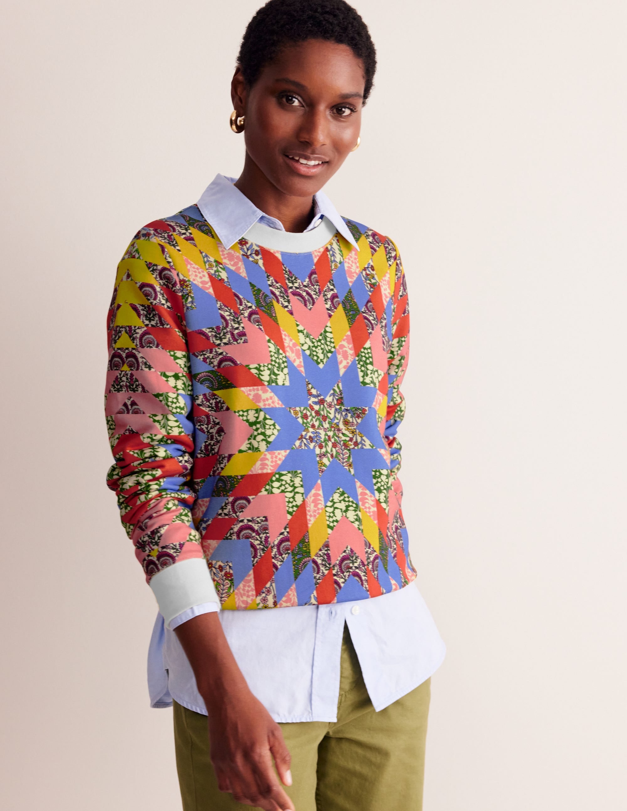 Hannah Printed Sweatshirt-Multi, Patchwork Floral - Image 4