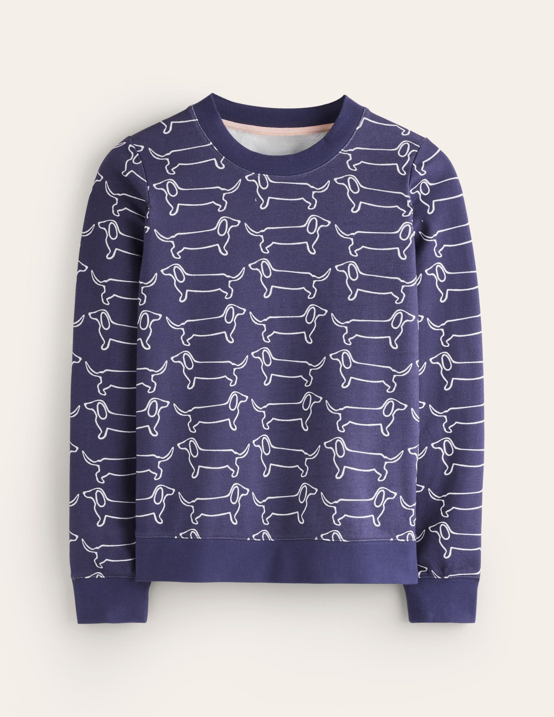 Hannah Printed Sweatshirt-Navy, Dachshund-5