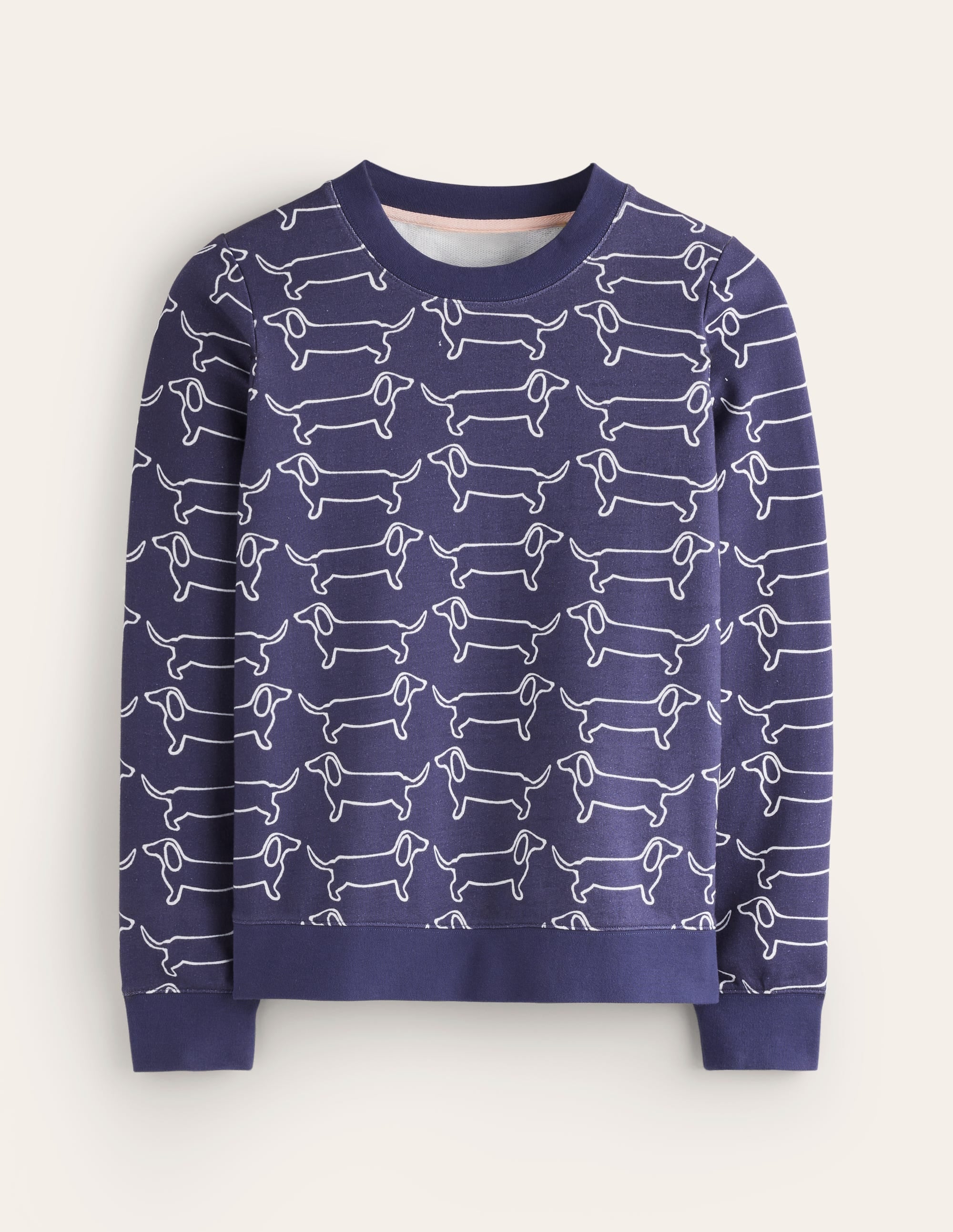 Hannah Printed Sweatshirt-Navy, Dachshund - Image 5