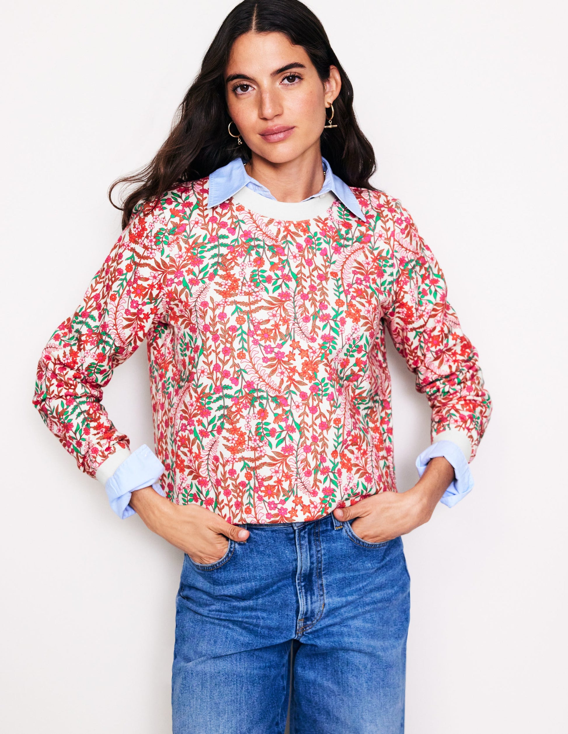 Hannah Printed Sweatshirt-Multi, Foliage Bud-1