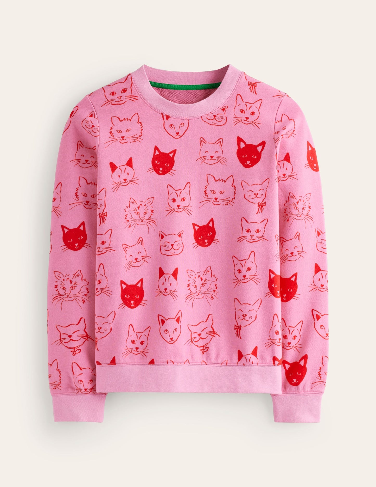 Hannah Printed Sweatshirt-Strawberry Sherbert, Cats