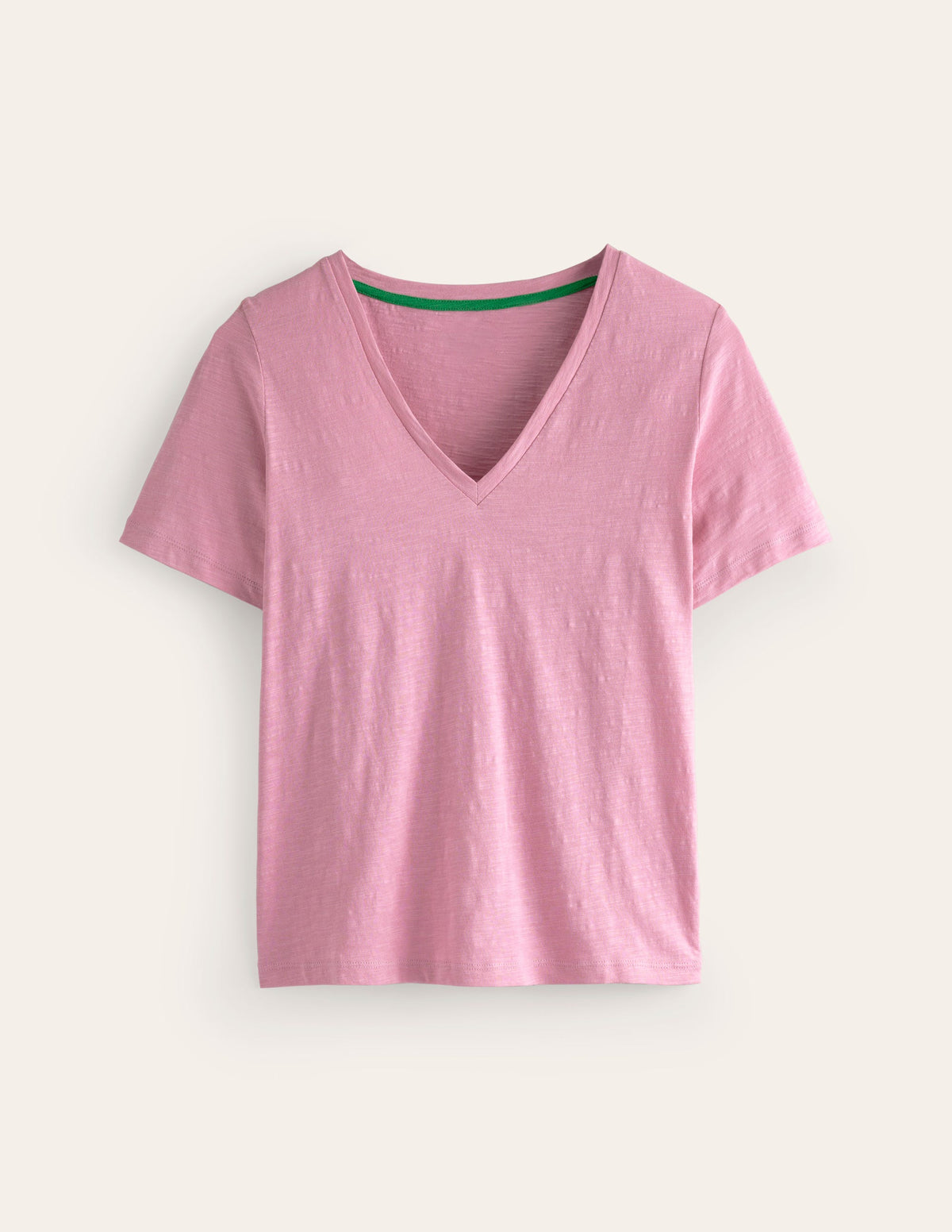 Regular V-Neck Slub T-shirt-Old Rose - Image 5