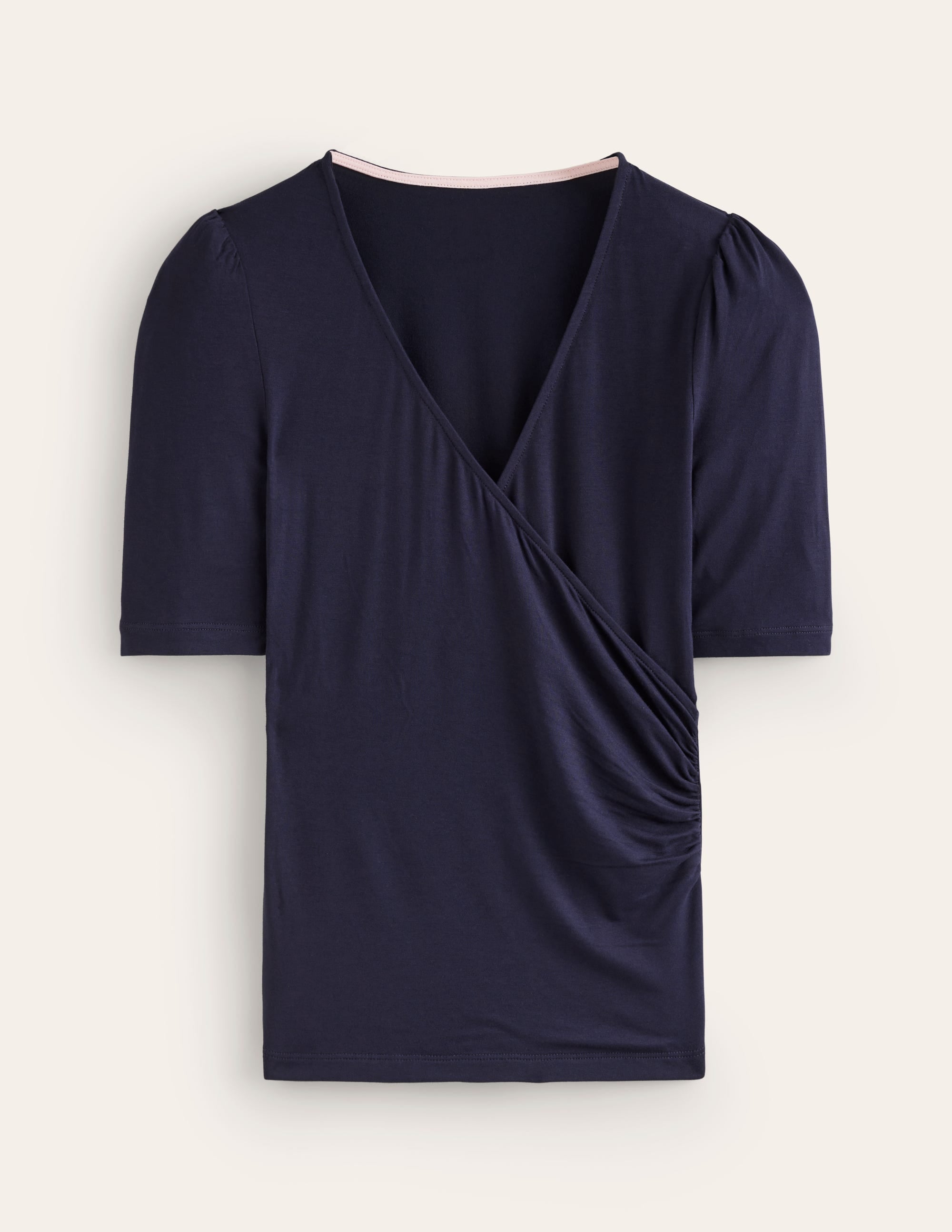 Wrap Front Jersey Top-Navy - Image 5