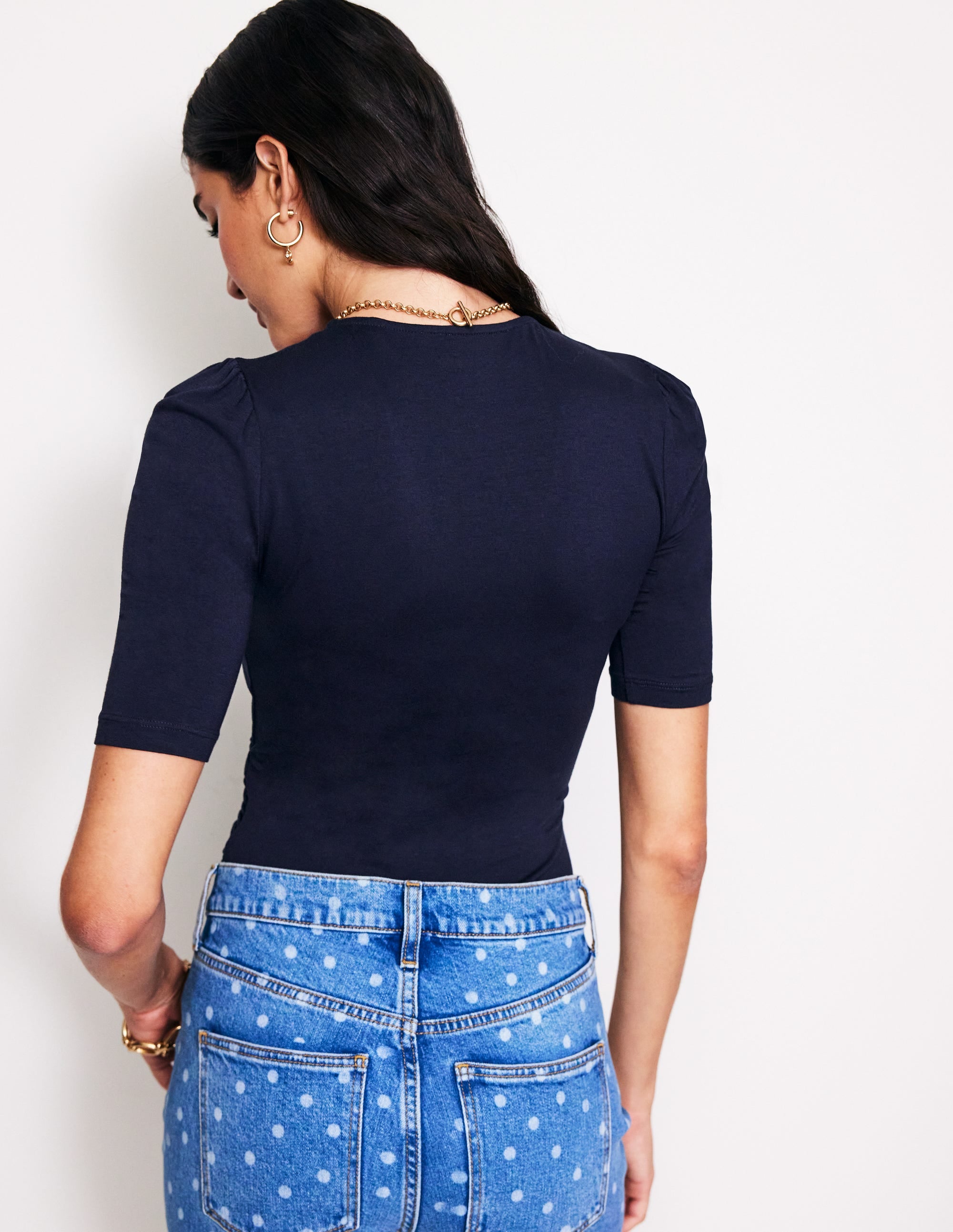 Wrap Front Jersey Top-Navy - Image 3