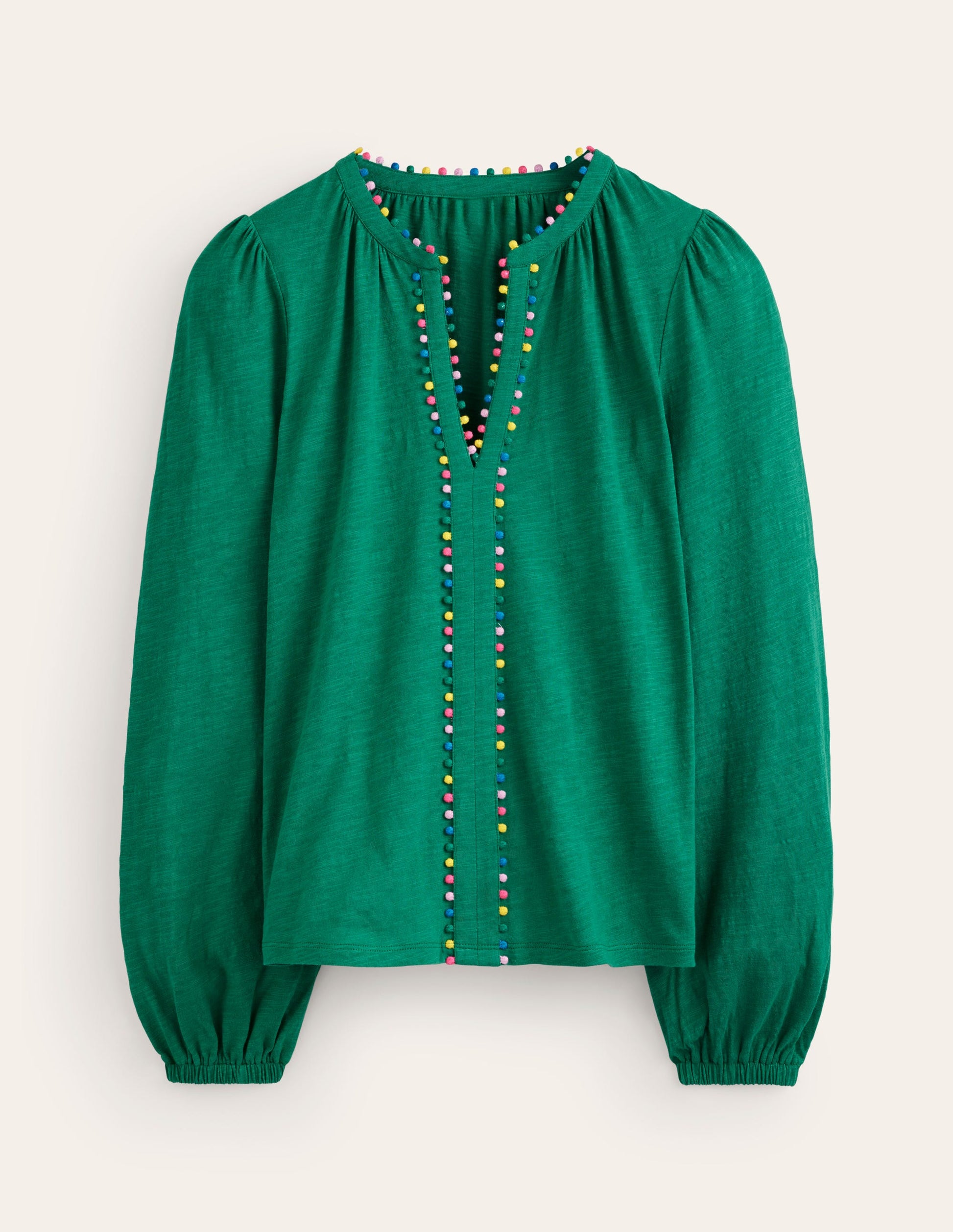 Ali Long Sleeve Pom Top-Malachite-5