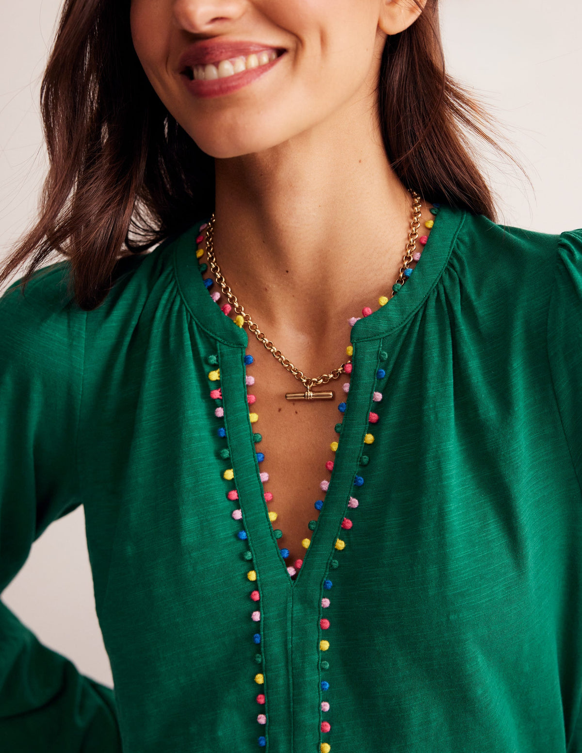 Ali Long Sleeve Pom Top-Malachite - Image 2