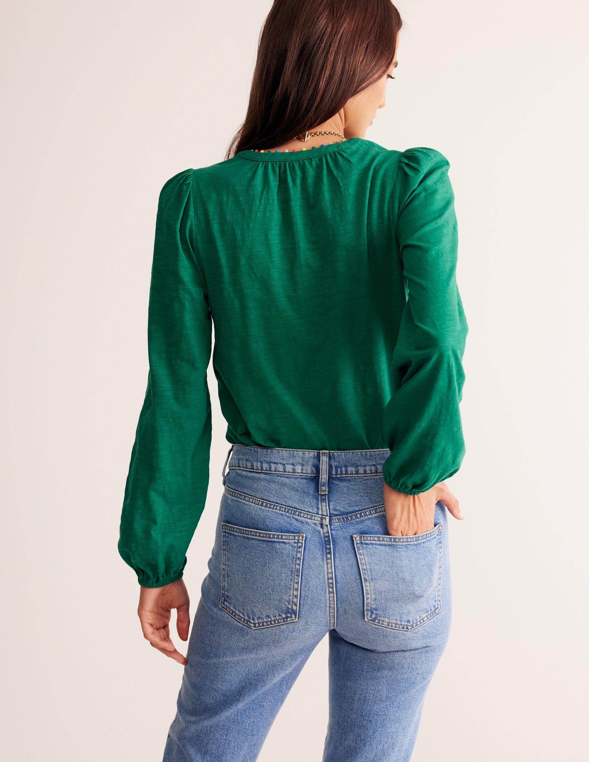 Ali Long Sleeve Pom Top-Malachite-3