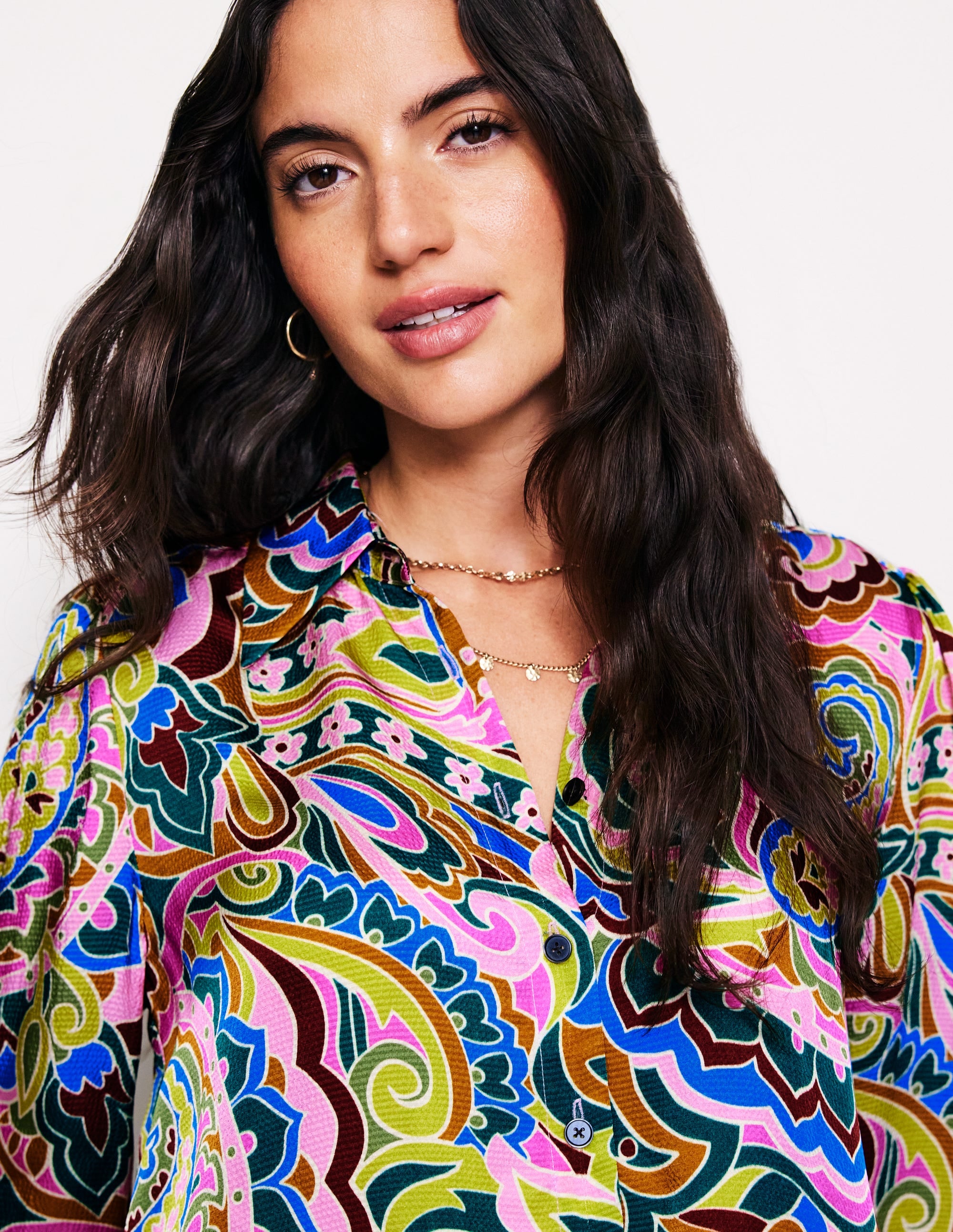 Hammered Satin Shirt-Multi, Paisley Pome - Image 2