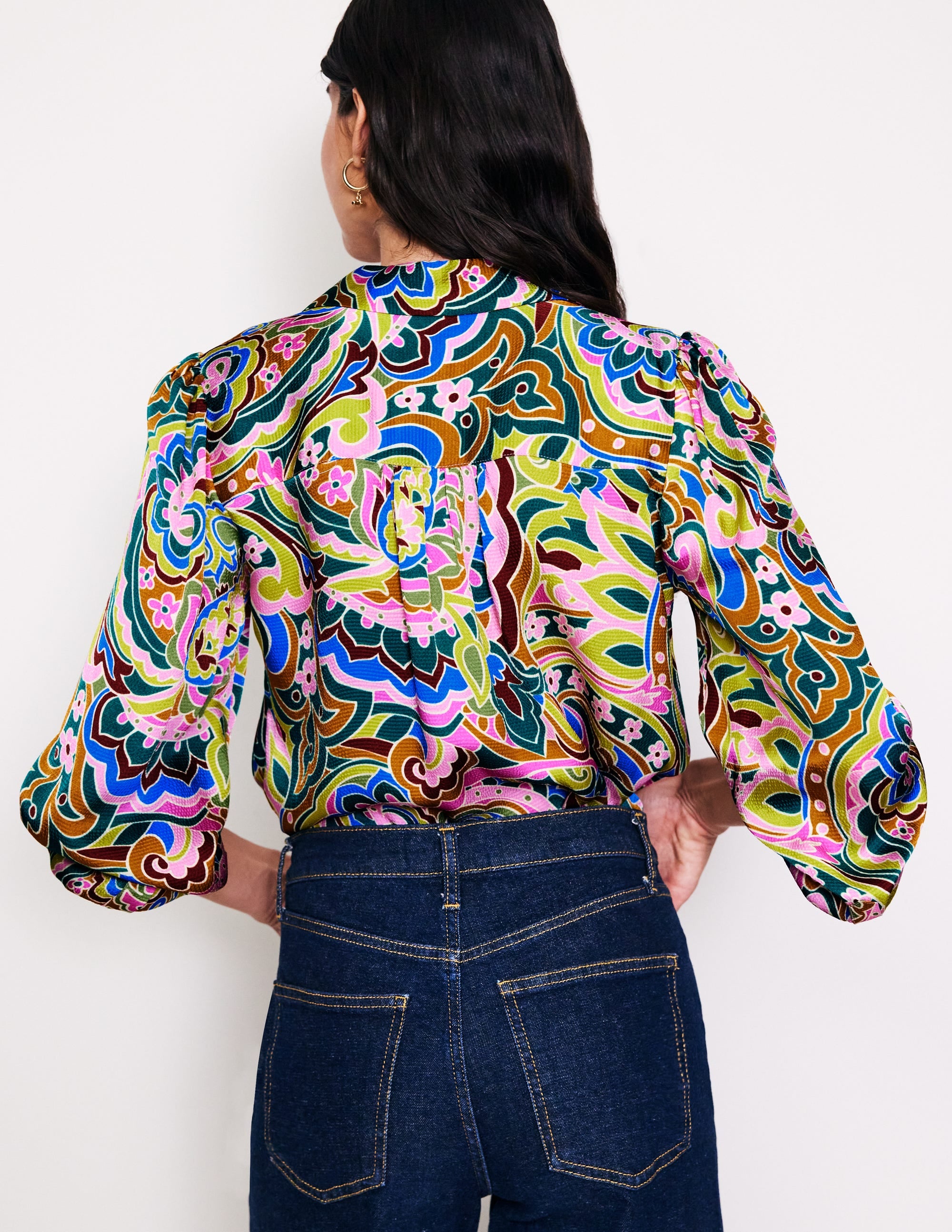 Hammered Satin Shirt-Multi, Paisley Pome - Image 3
