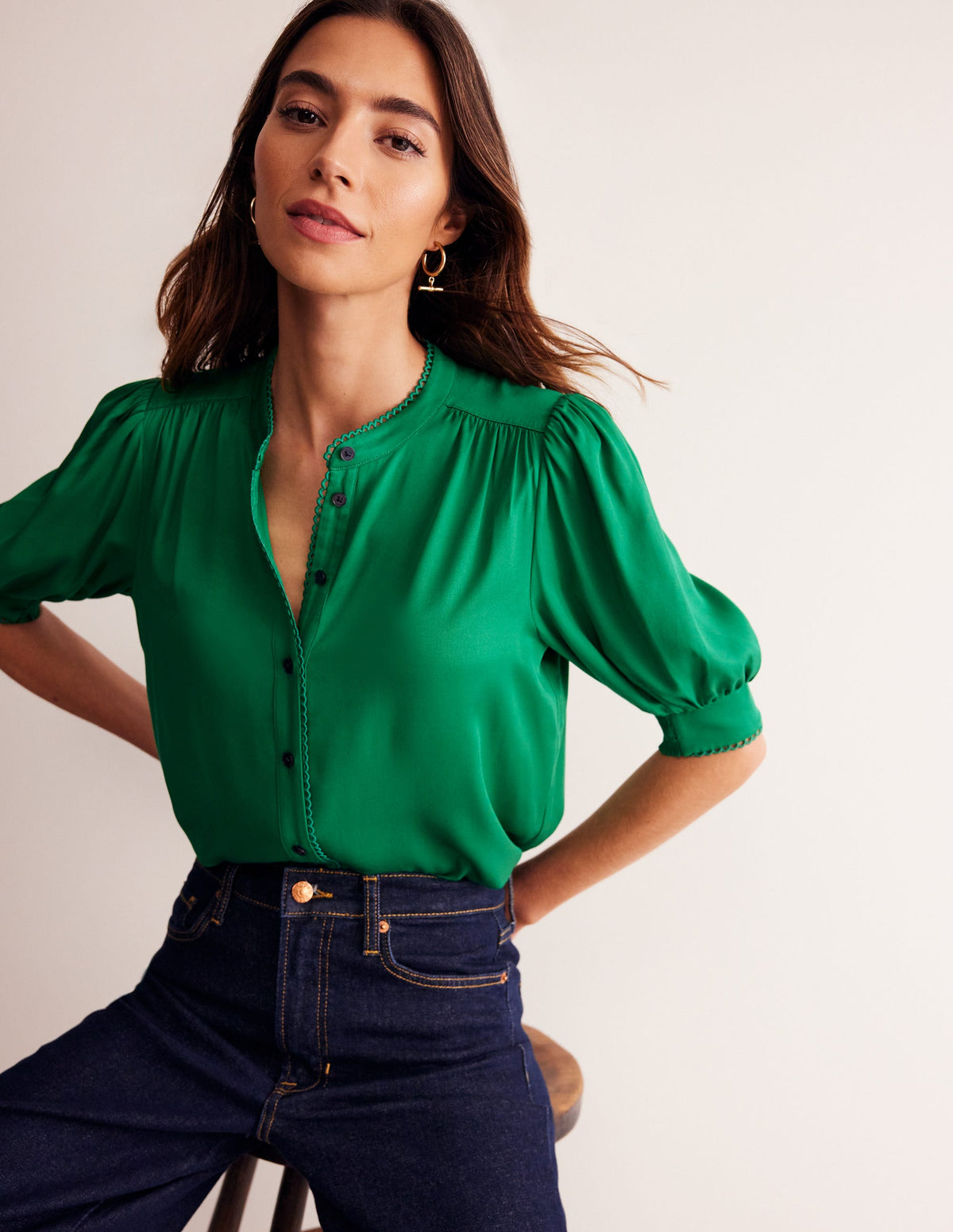 Ara Short Sleeve Top-Rich Emerald - Image 1