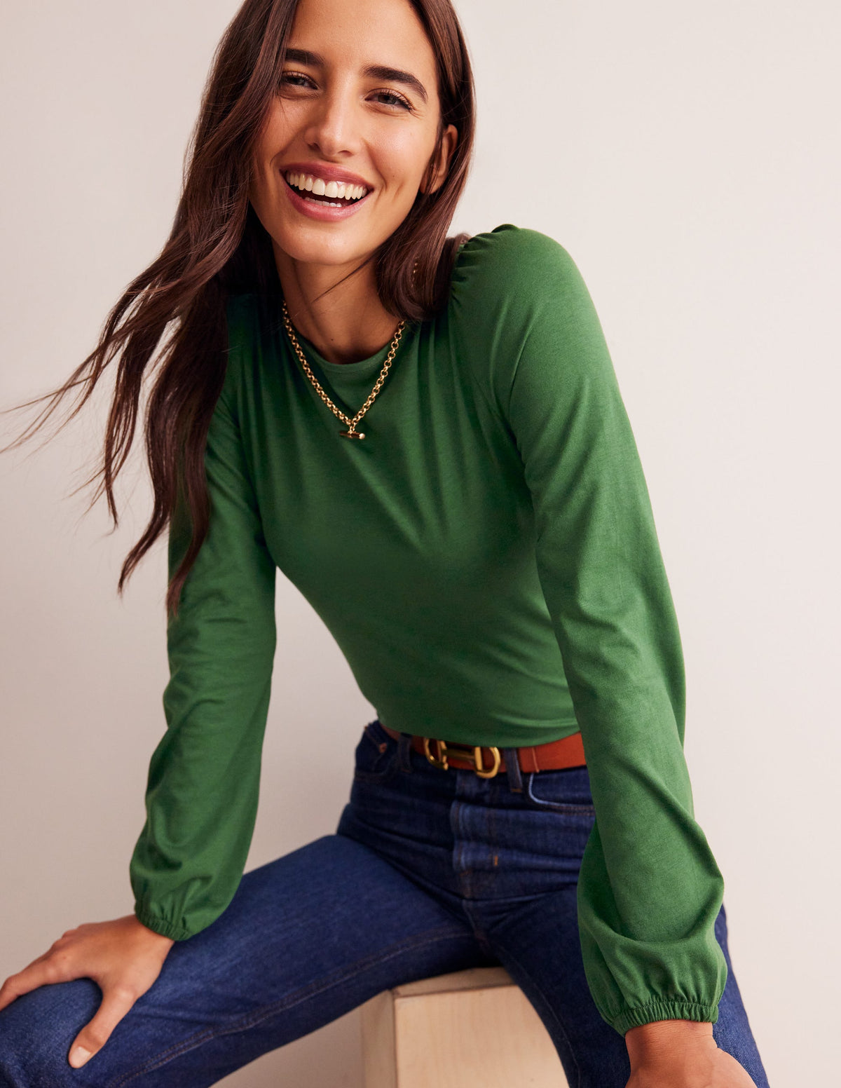 Supersoft Long Sleeve Top-Pine-1