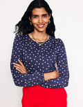 Supersoft Long Sleeve Top-French Navy, Sparse Spot