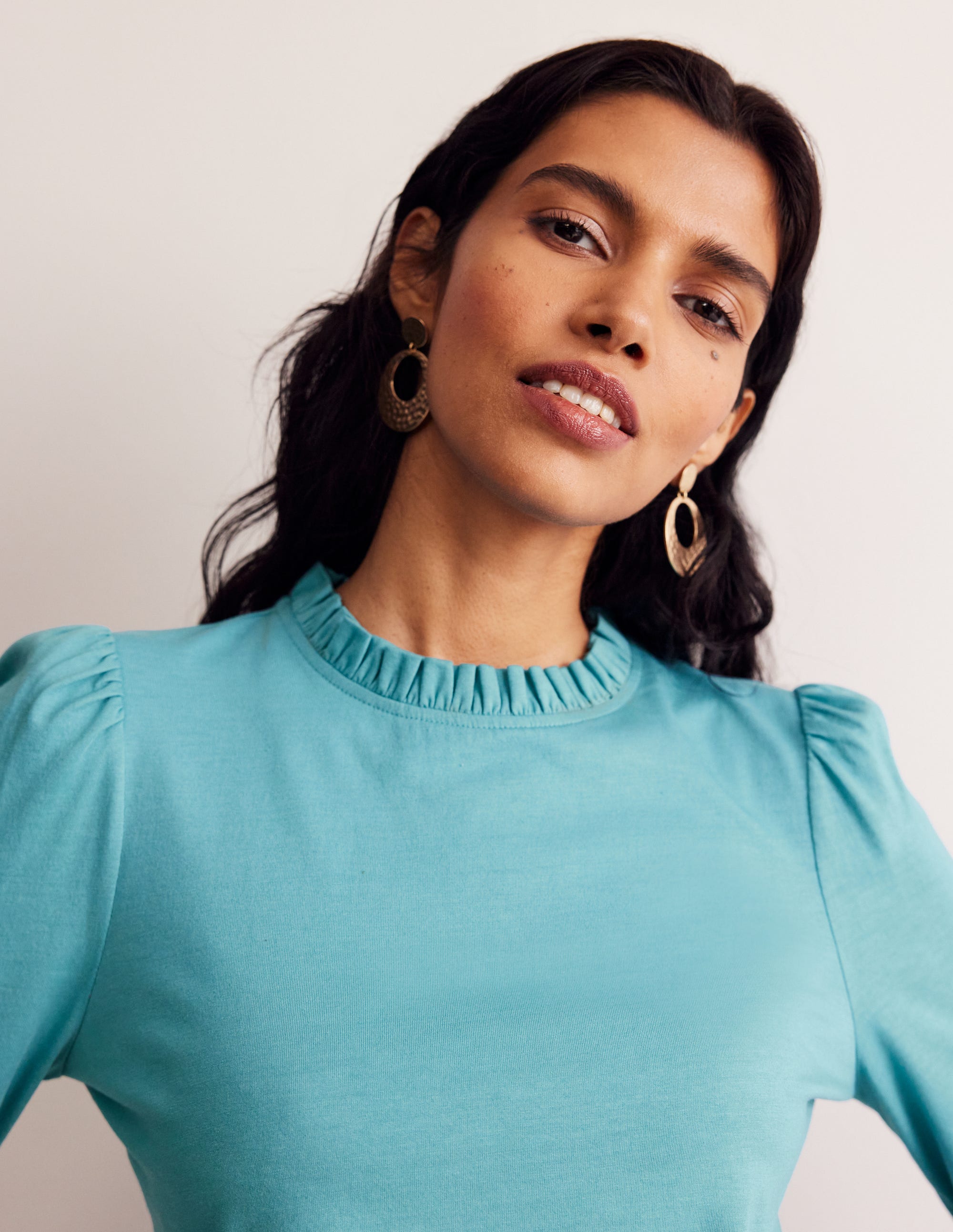 Supersoft Frill Detail Top-Blue Grass - Image 1