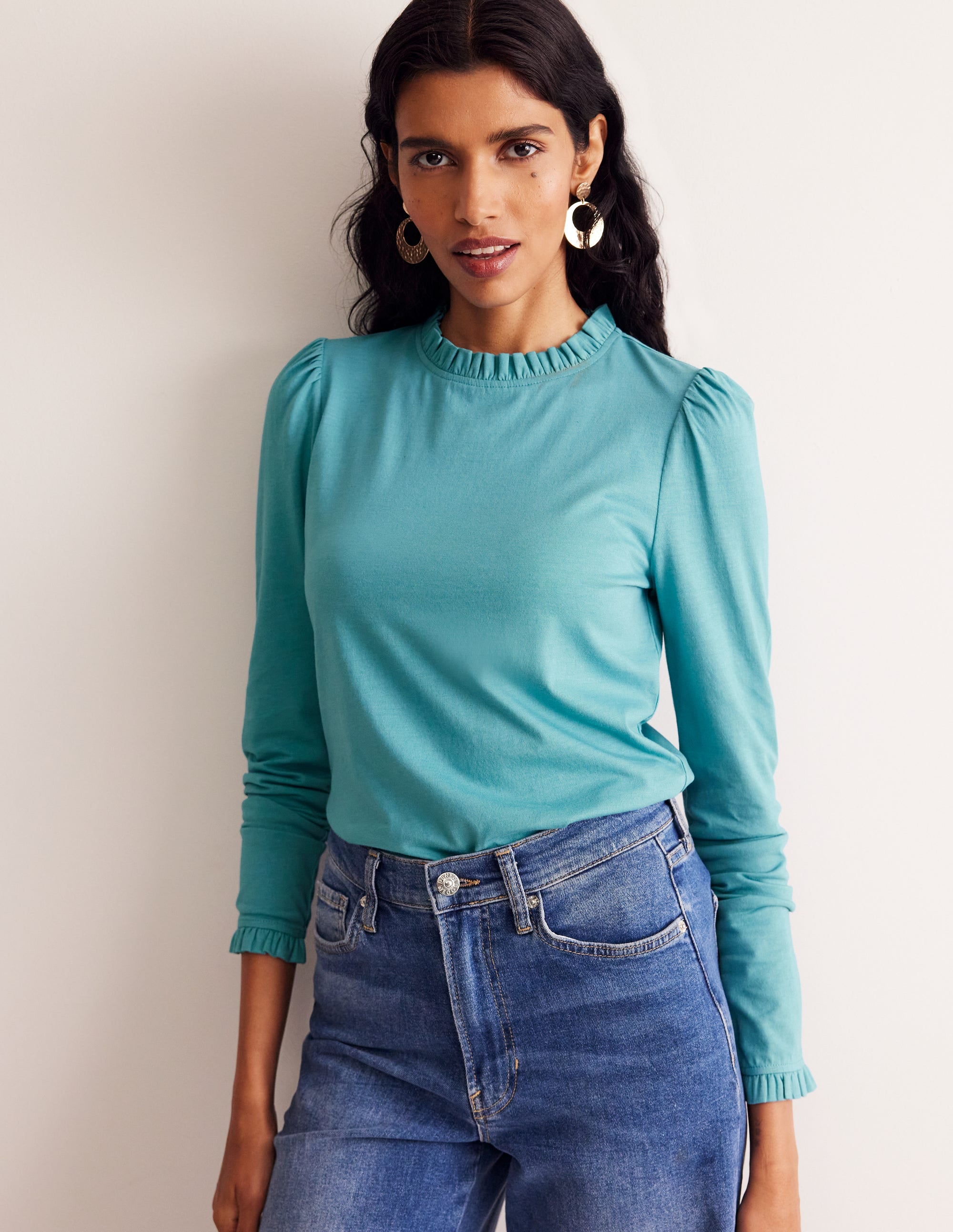 Supersoft Frill Detail Top-Blue Grass - Image 2