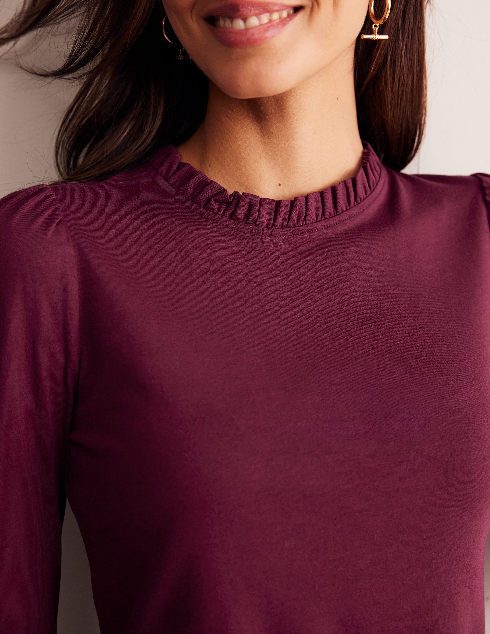 Supersoft Frill Detail Top-Deep Wisteria-2