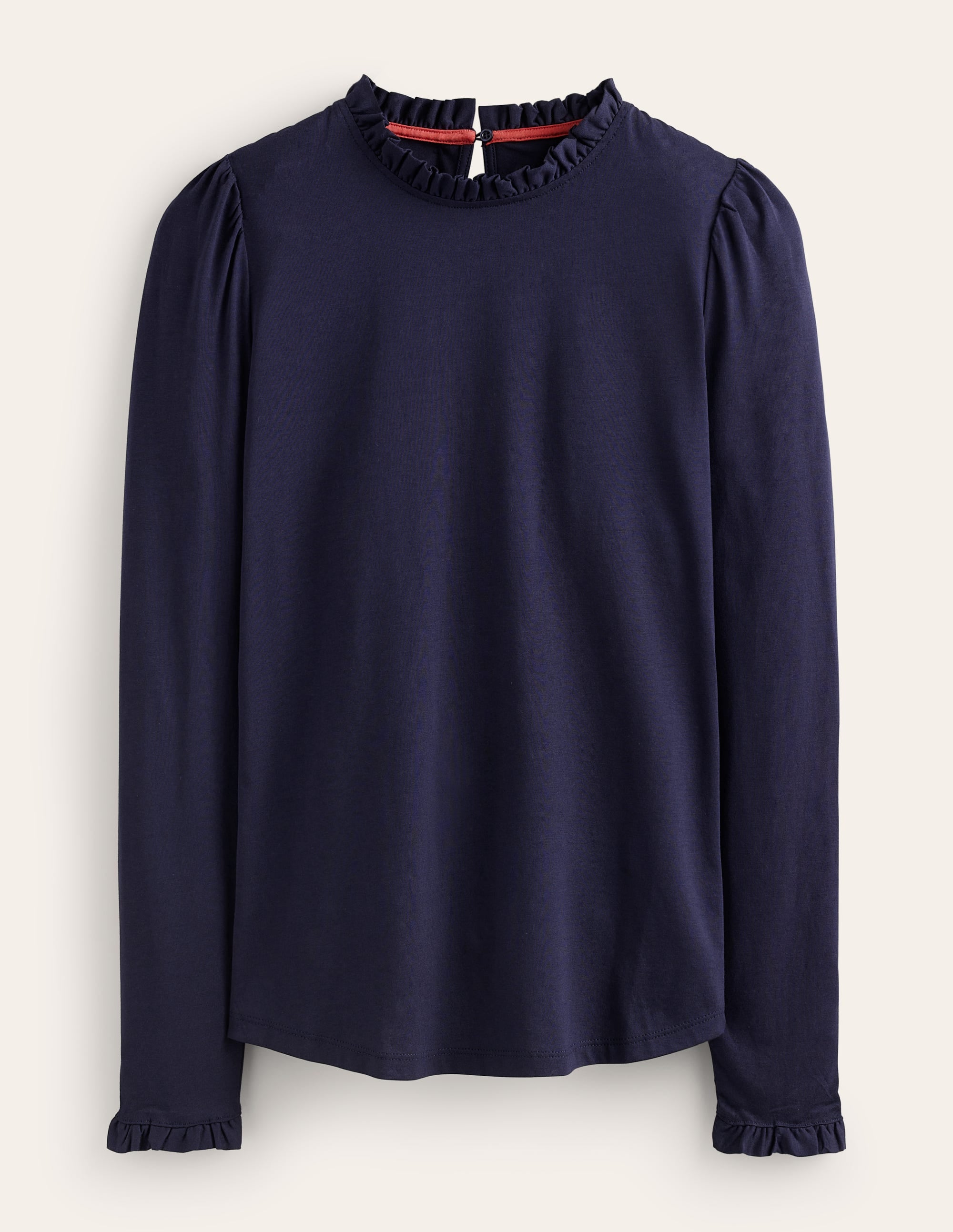 Supersoft Frill Detail Top-Navy - Image 5