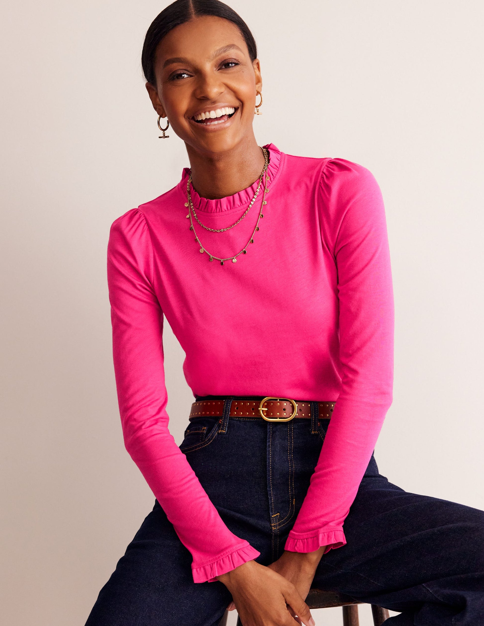 Supersoft Frill Detail Top-Cherry Jam-1