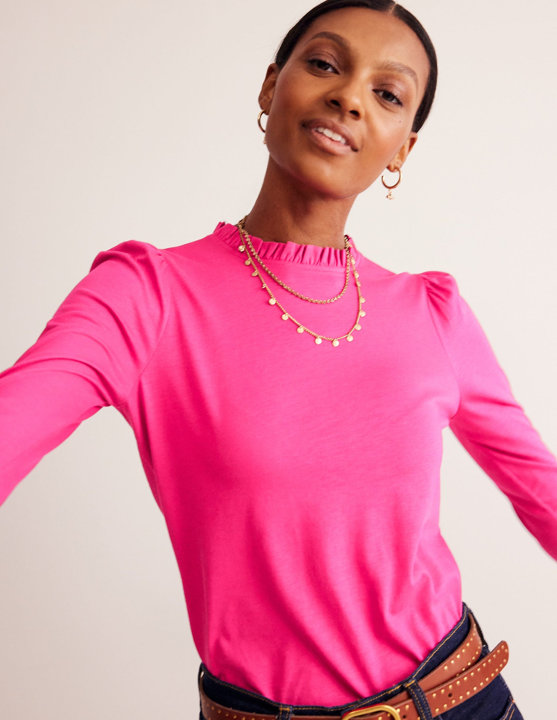 Supersoft Frill Detail Top-Cherry Jam-5