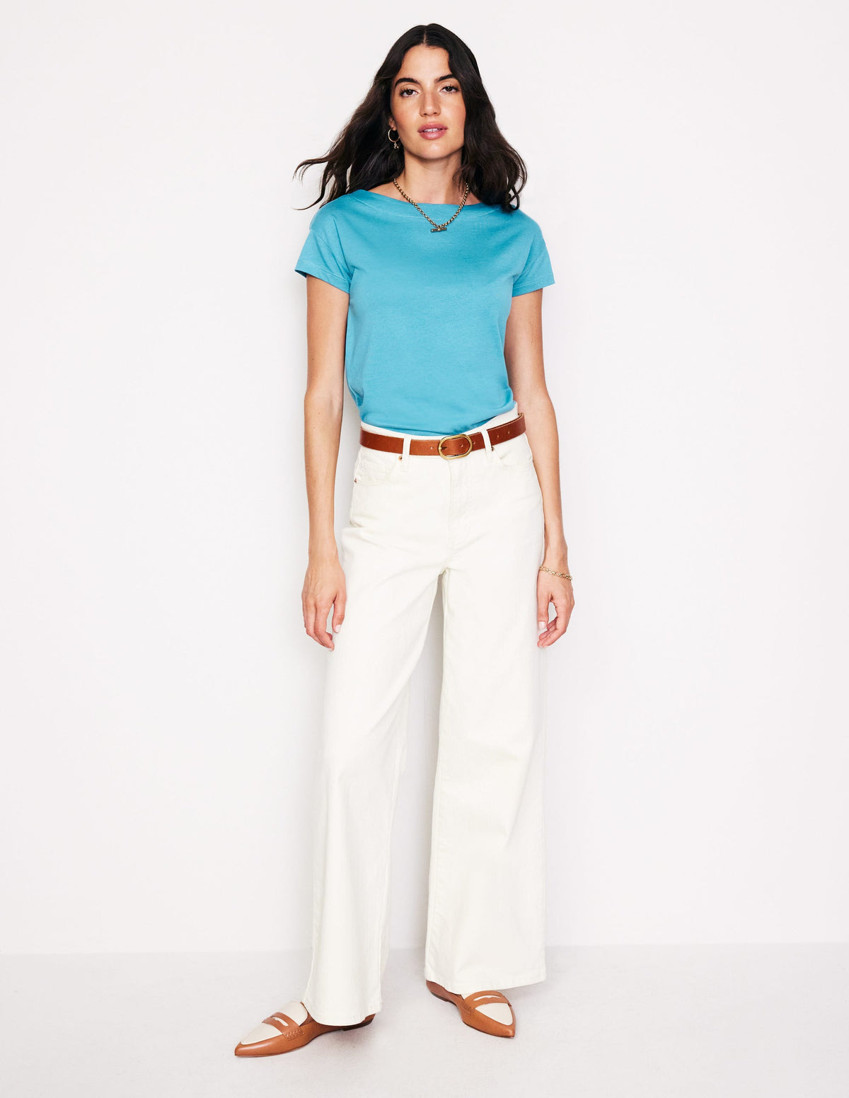 Supersoft Boat Neck T-Shirt-Blue Grass - Image 4