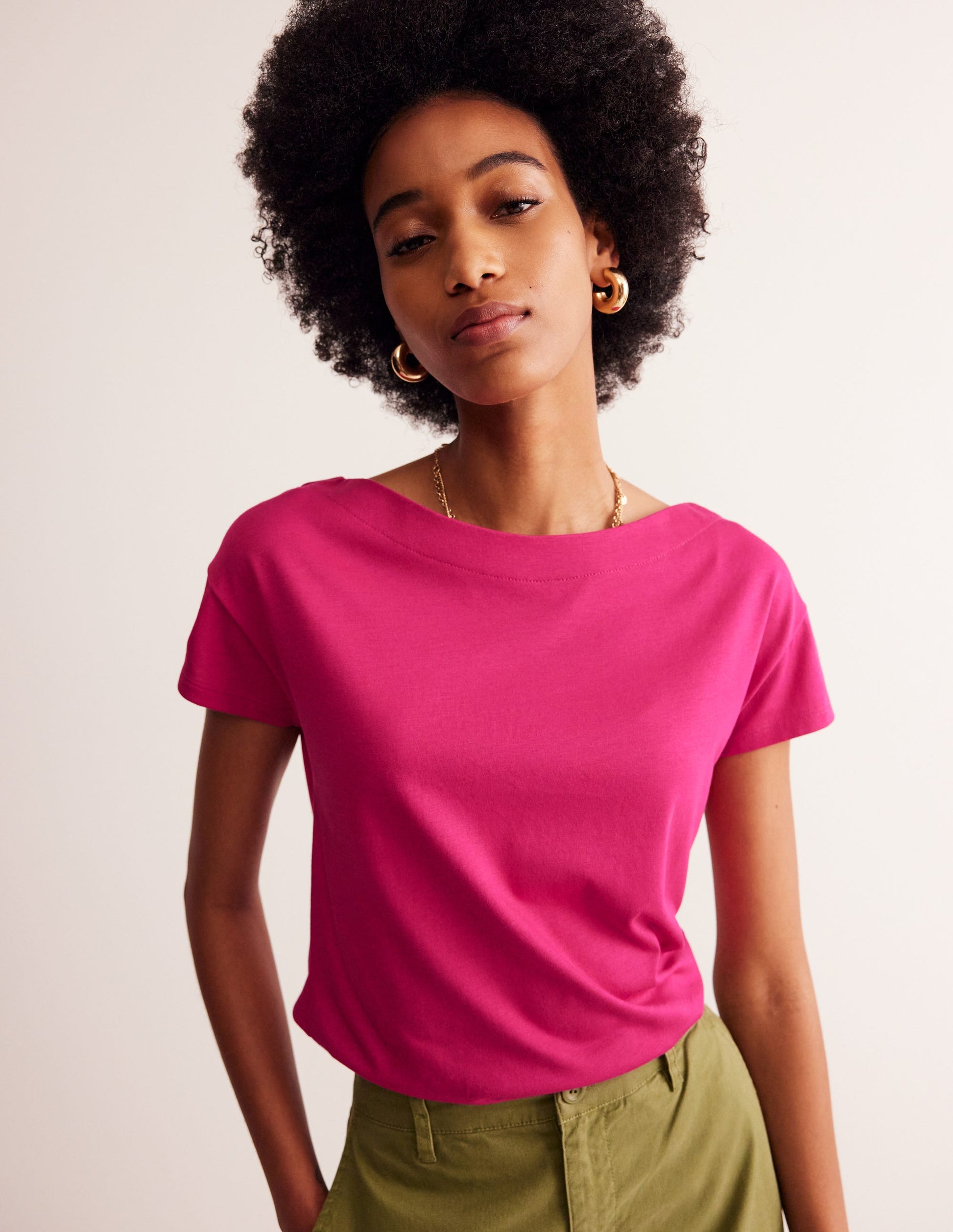 Supersoft Boat Neck T-Shirt-Cherry Jam-1
