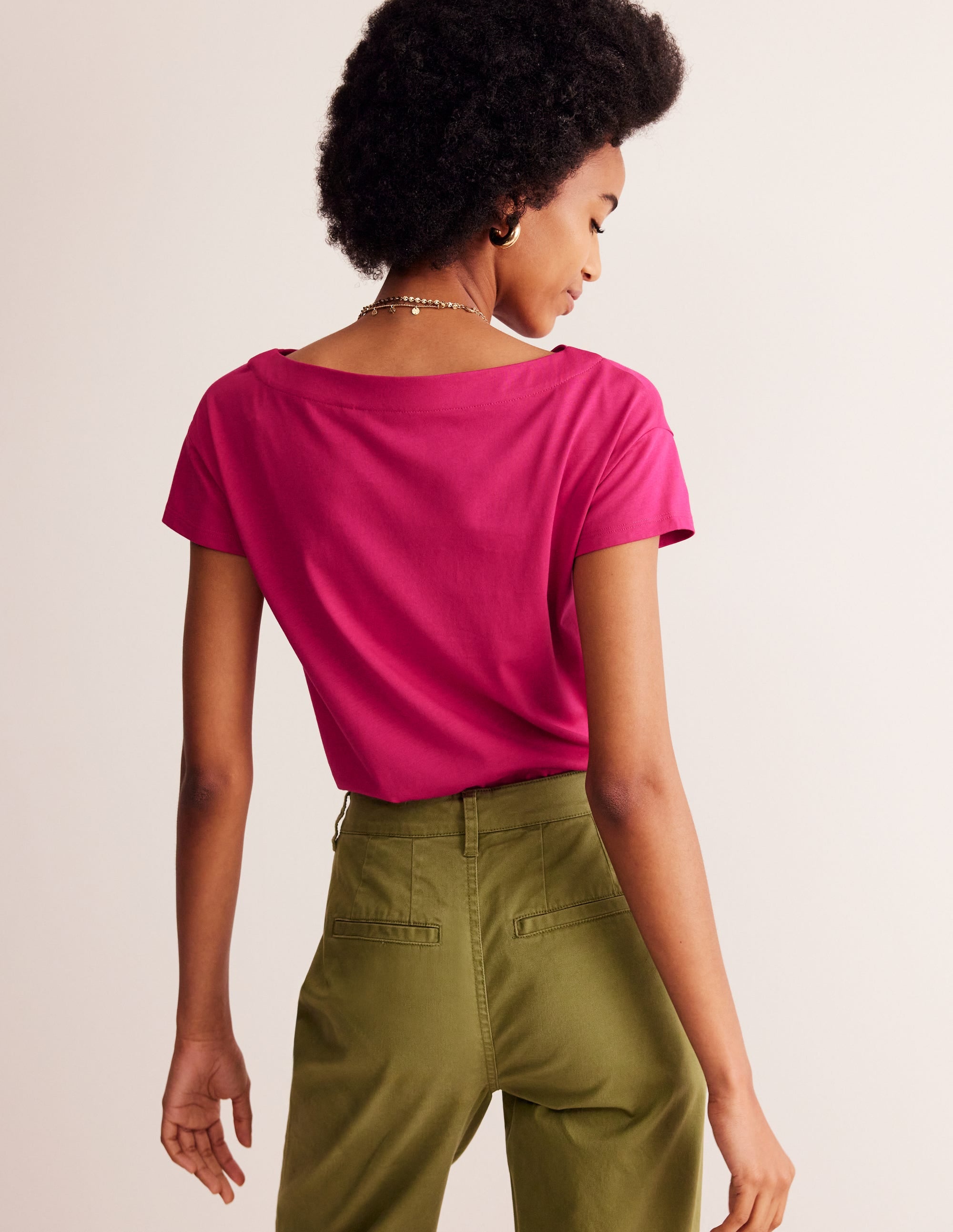 Supersoft Boat Neck T-Shirt-Cherry Jam - Image 3