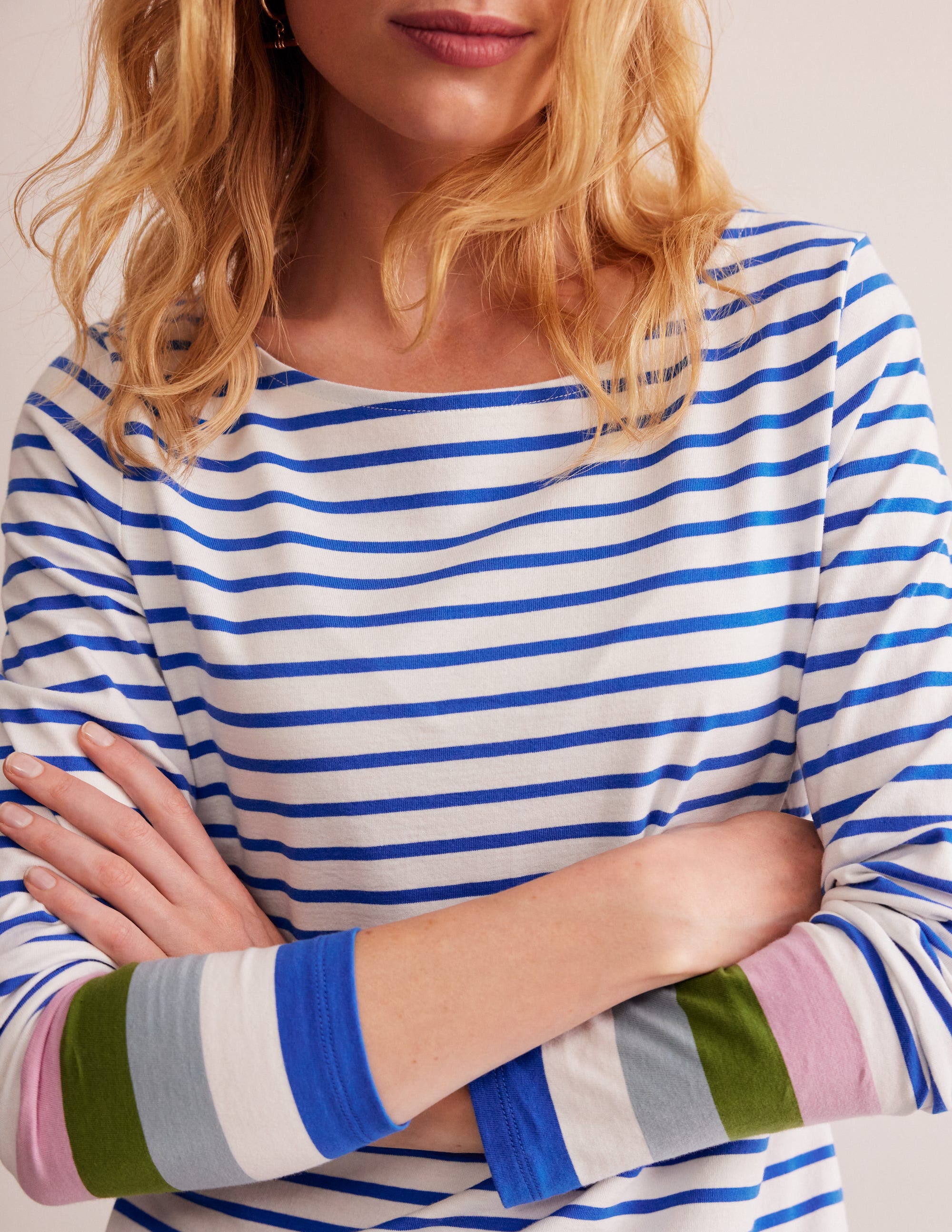 Ella Long Sleeve Breton-Directoire Blue and Mauve Mist - Image 2