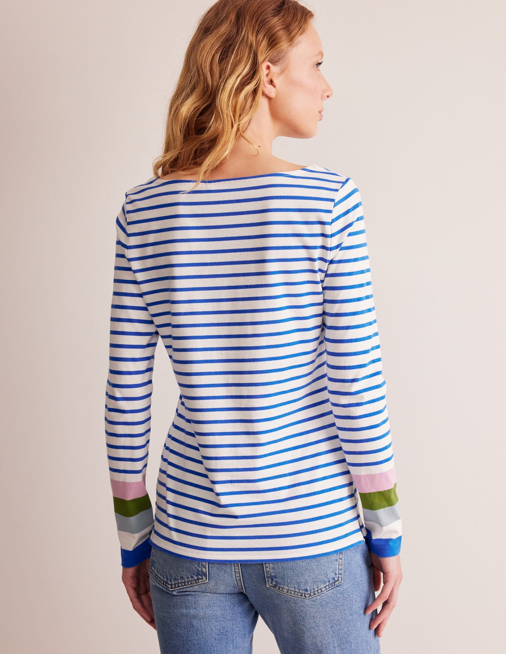 Ella Long Sleeve Breton-Directoire Blue and Mauve Mist - Image 3