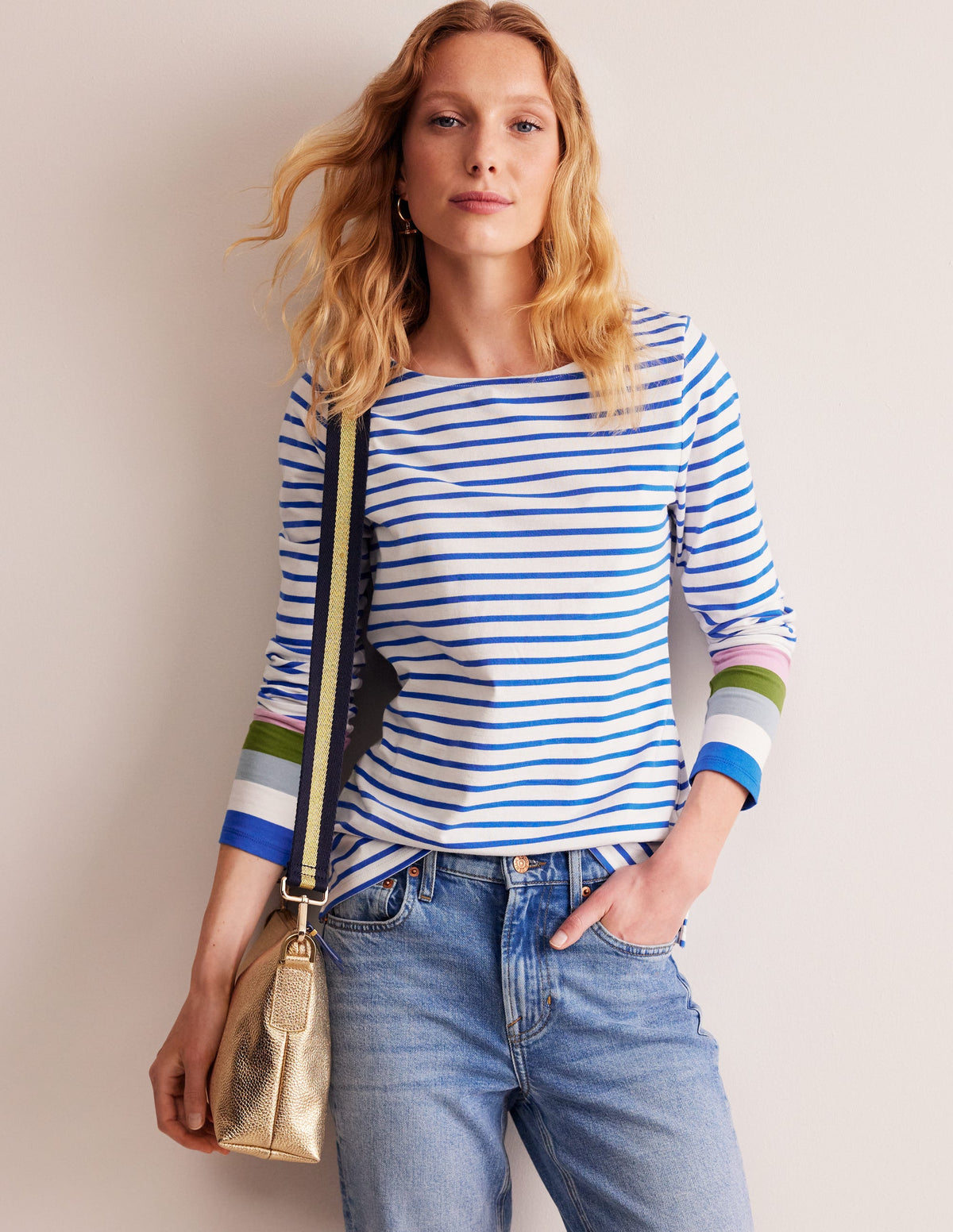 Ella Long Sleeve Breton-Directoire Blue and Mauve Mist - Image 4
