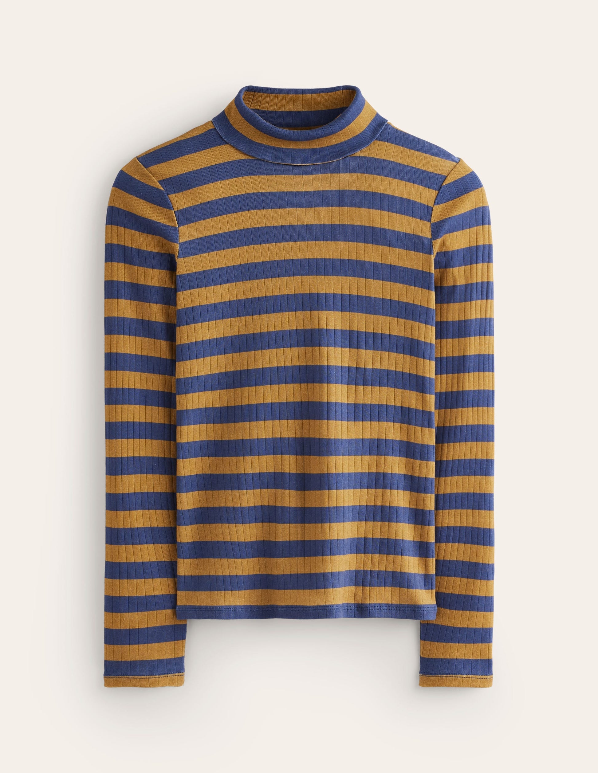 Anna Rib Roll Neck Top-French Navy,Camel-5
