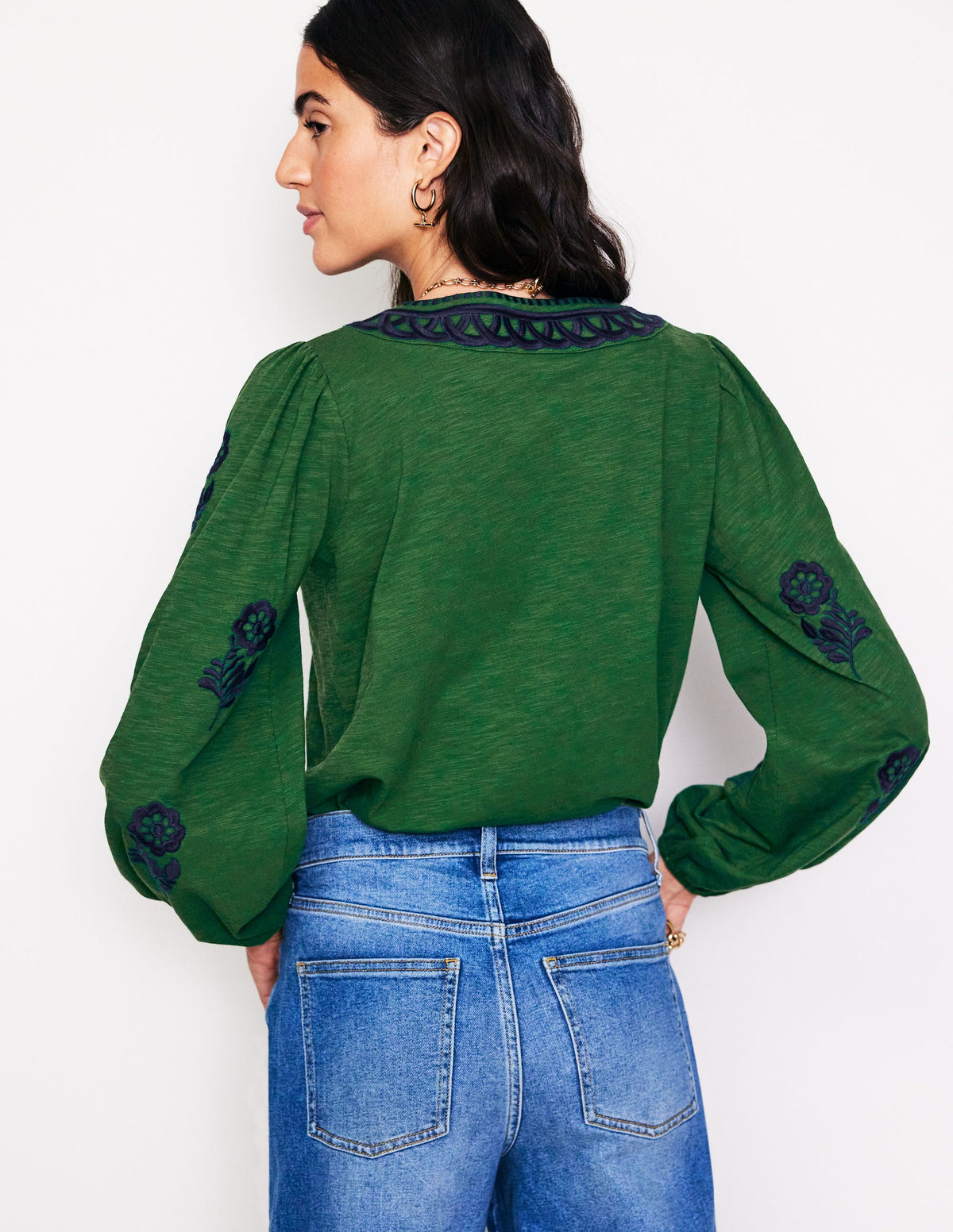 Embroidered V-Neck Top-Eden-3